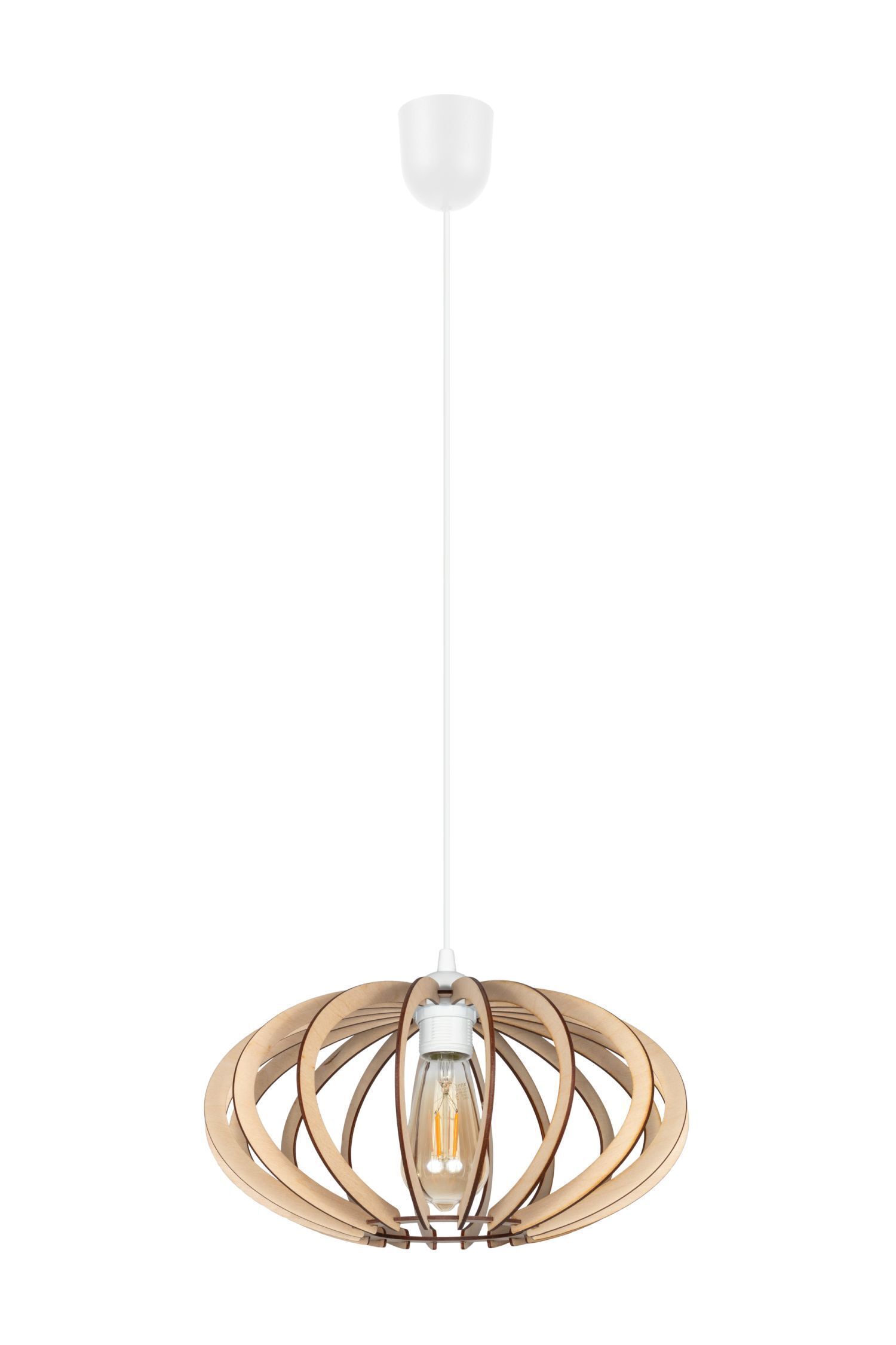 Lampe à suspendre décorative en bois E27 Ø35 cm rond en blanc