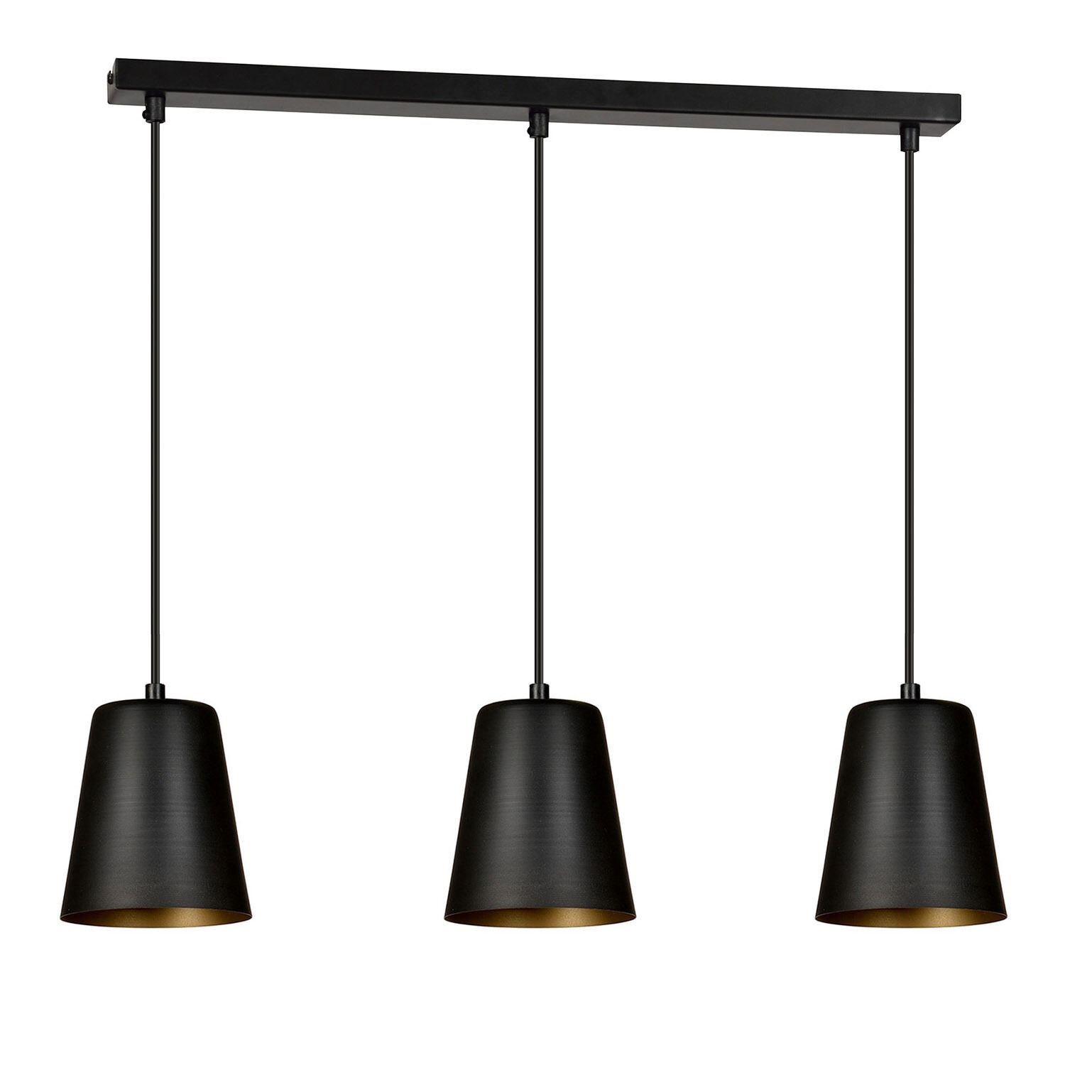 Lampe à suspendre noire or à 3 flammes réglable en hauteur