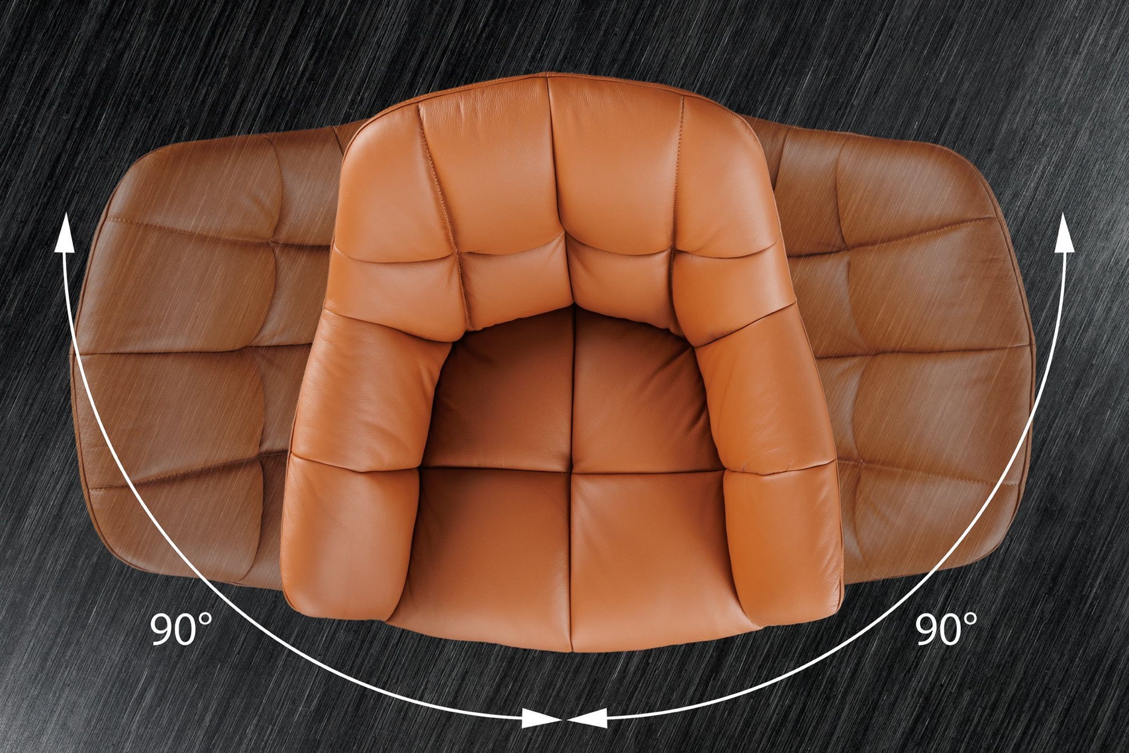 Chaise pivotante cuir métal L : 65 cm sans roulettes en cognac noir Kissen, Dekoration für Zuhause, Stuhl, Mobiliar, Aufblasbar