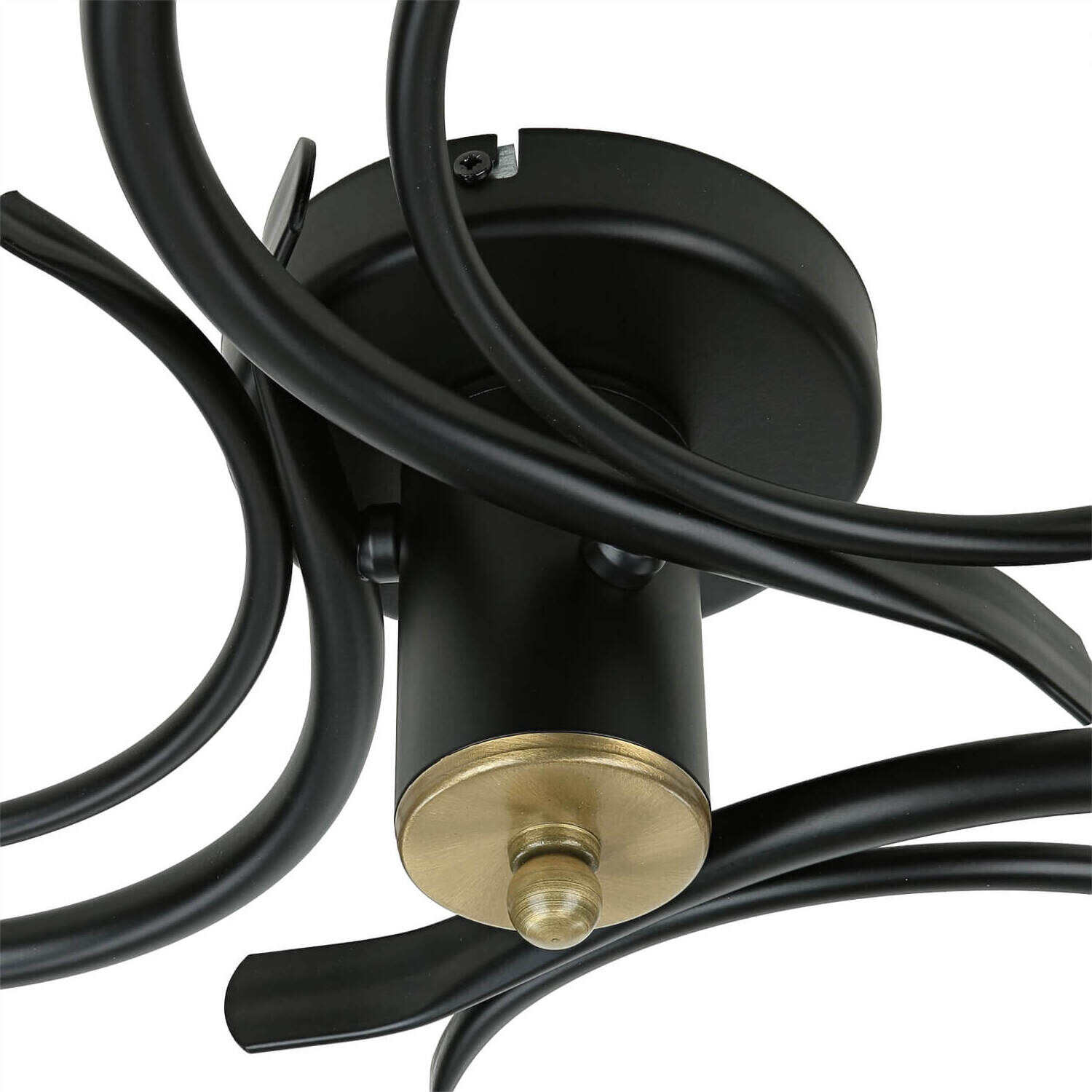 Plafonnier verre métal noir blanc laiton 3 flammes Gerät, Deckenventilator, Elektrisches Gerät