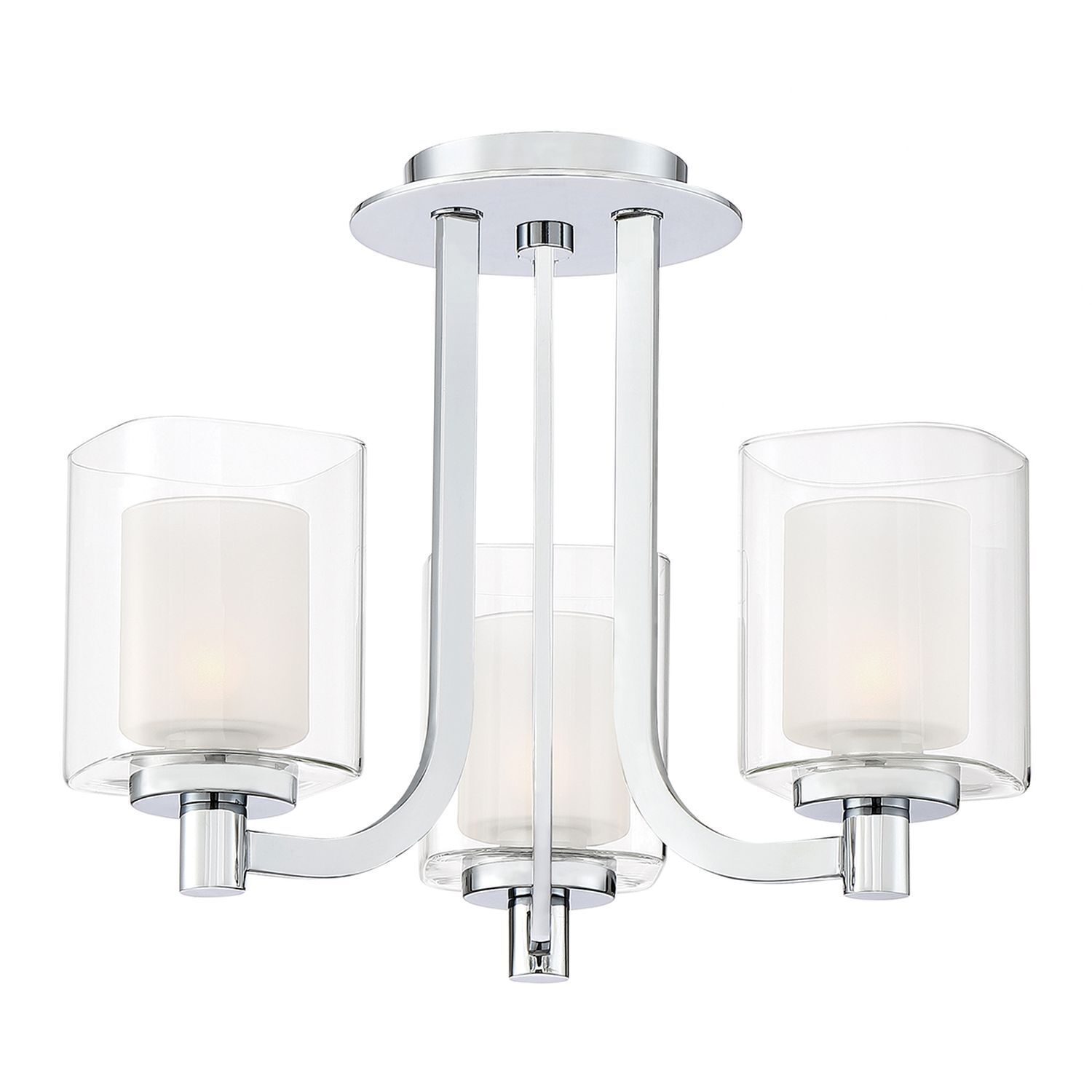 Lustre salle de bain IP44 Ø 38,4 cm métal verre chrome blanc