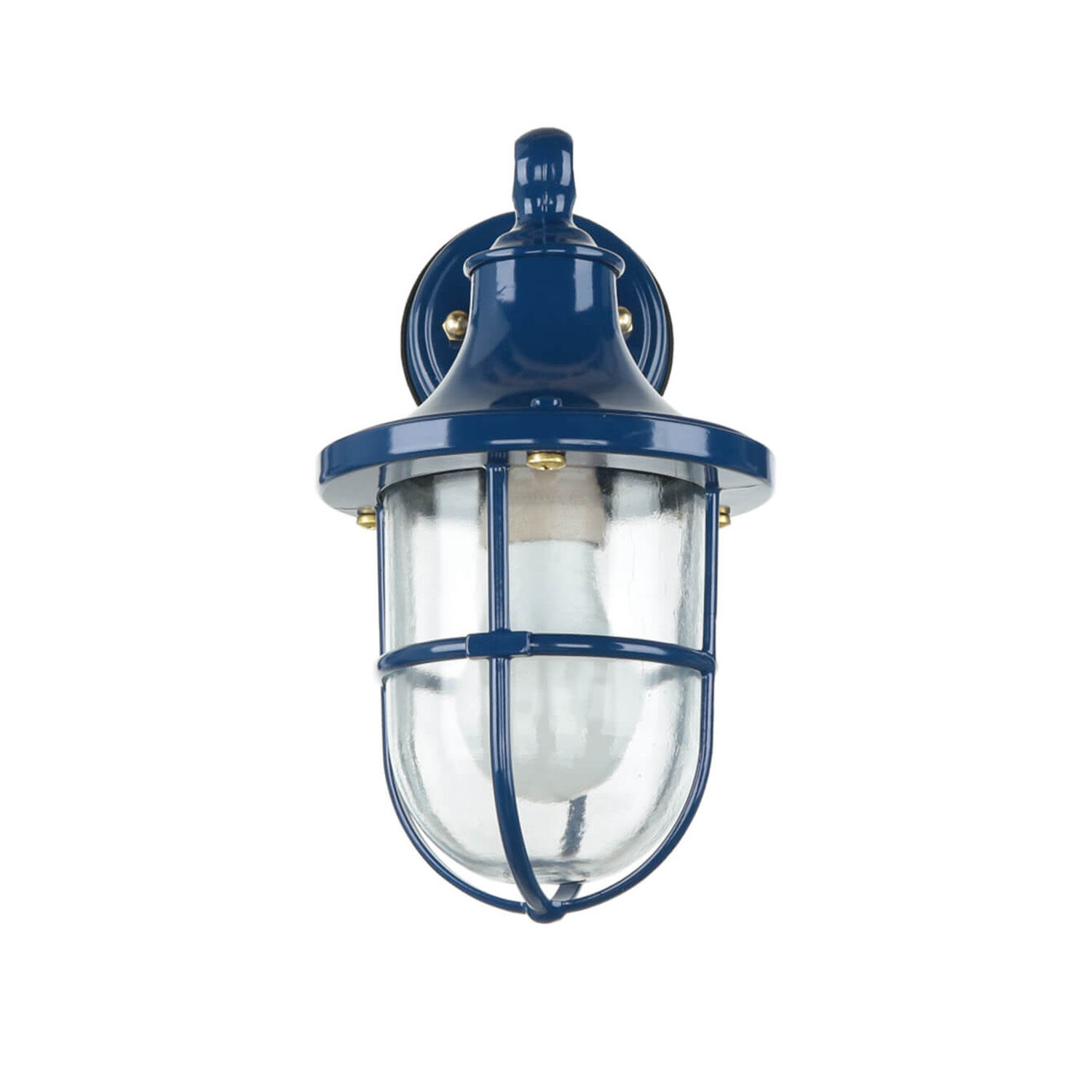 Lampe d'extérieur murale IP64 E27 verre laiton bleu marine