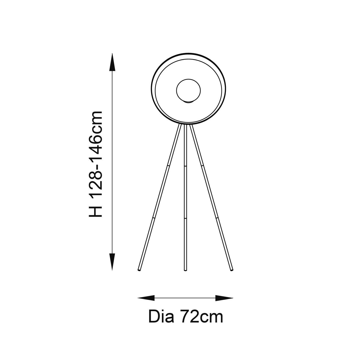 Lampadaire métal 146 cm trépied abat-jour réglable E27