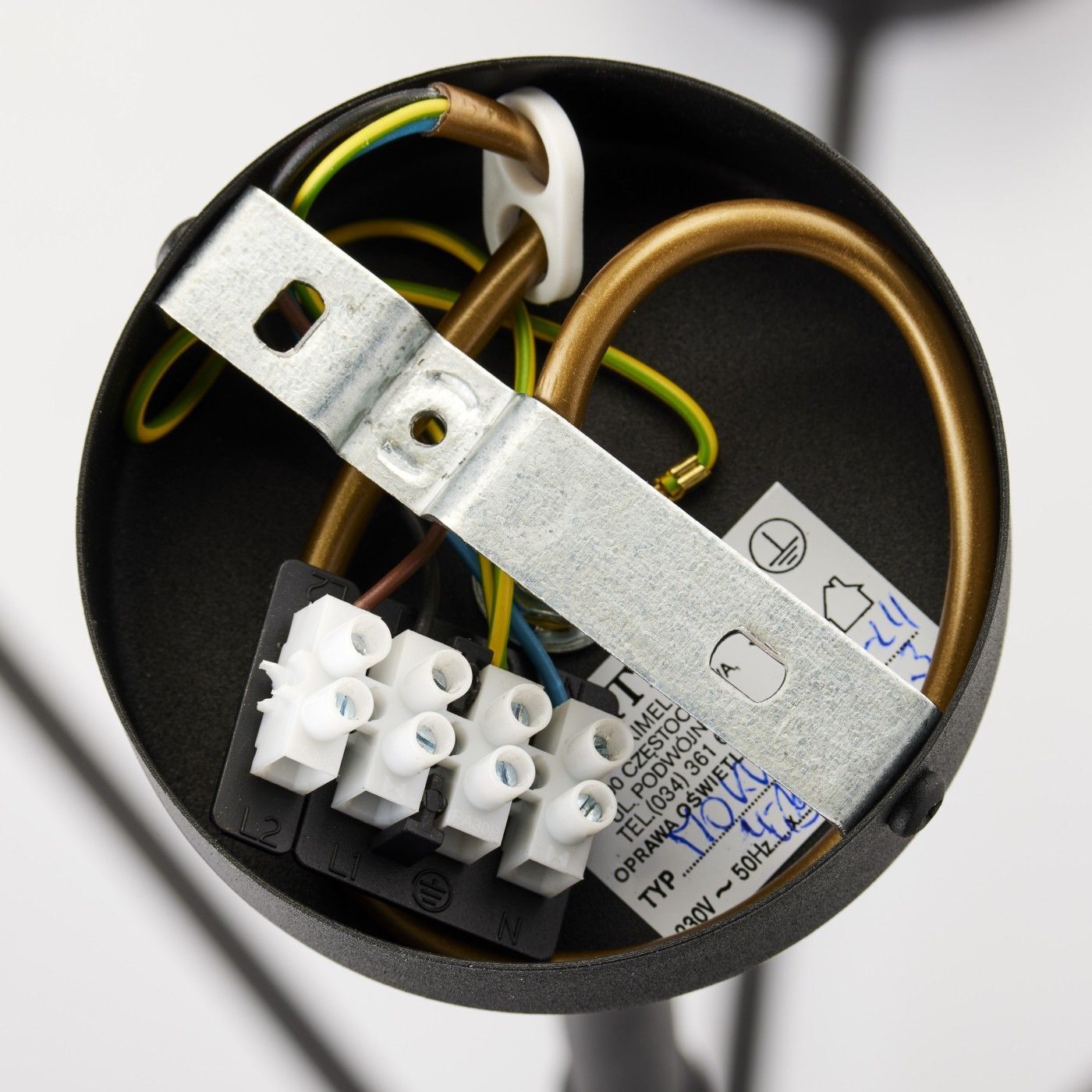 Plafonnier métal verre 100 cm G9 GU10 noir ambre