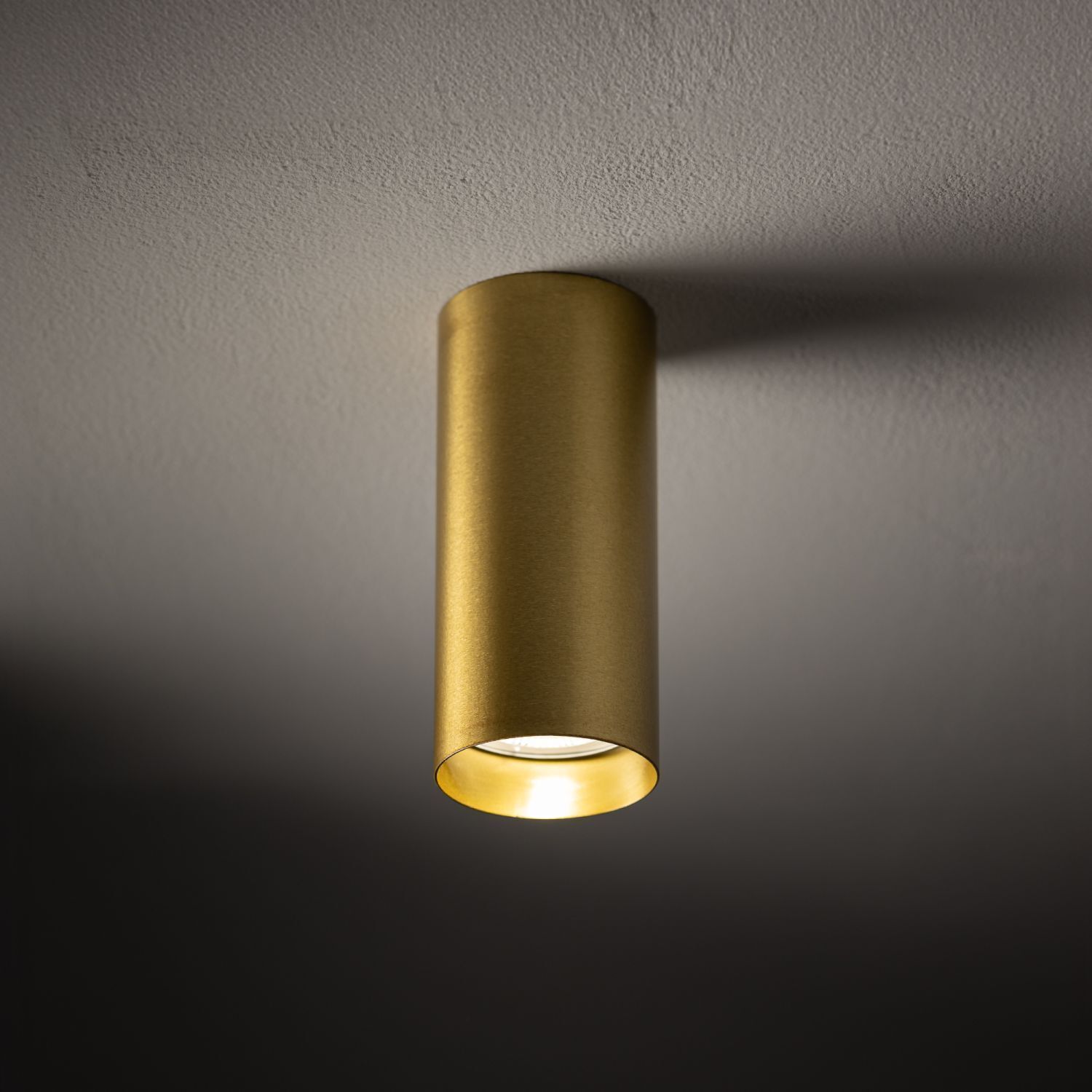 Spot de plafond acier GU10 en laiton Ø5,5 cm cylindre