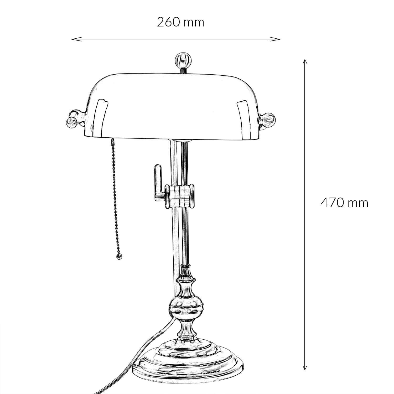 Lampe de banquier verre laiton massif 47 cm