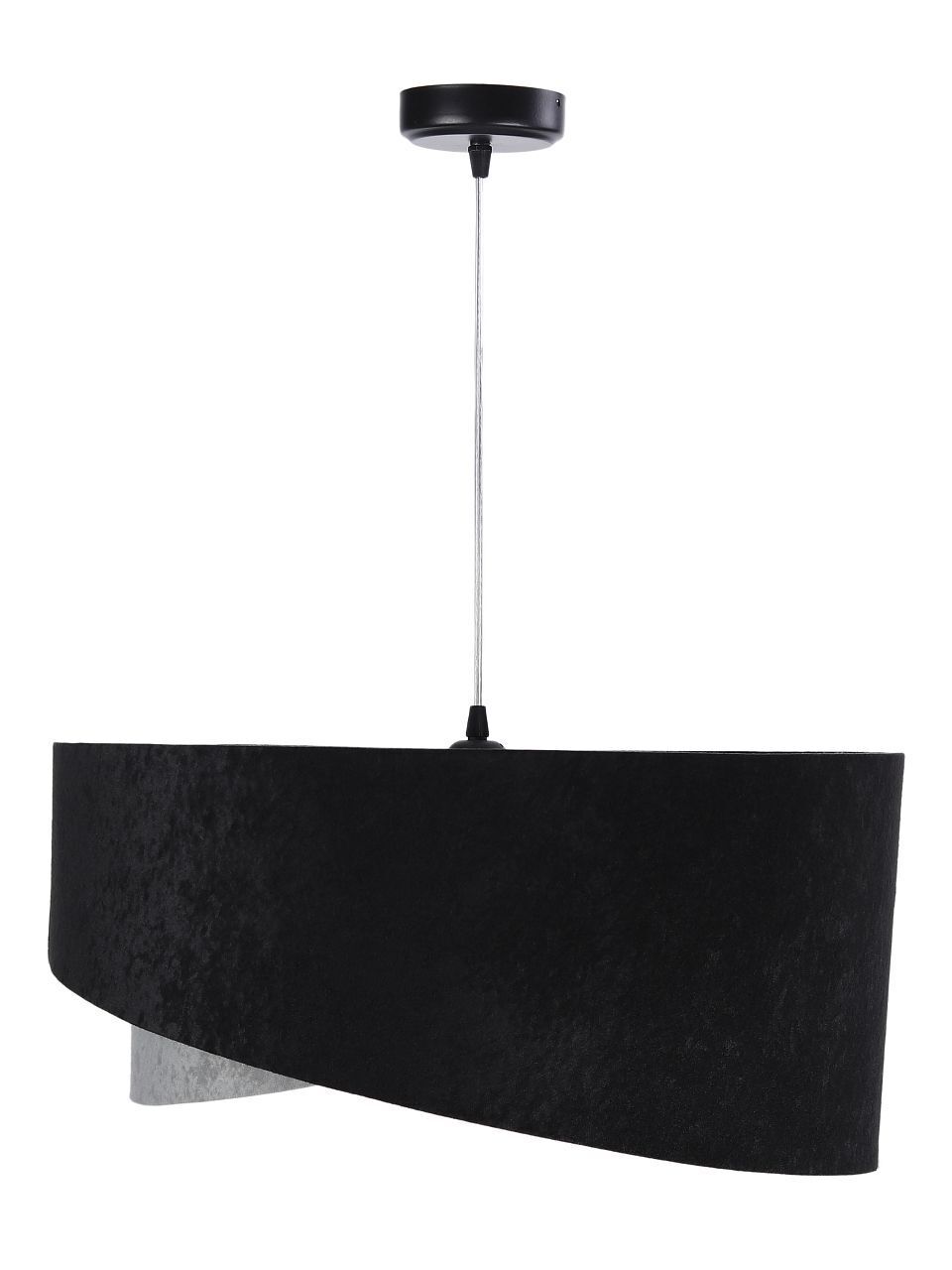 Lampe à suspendre Noir Gris E27 ronde Ø 50 cm Tissu aspect velours