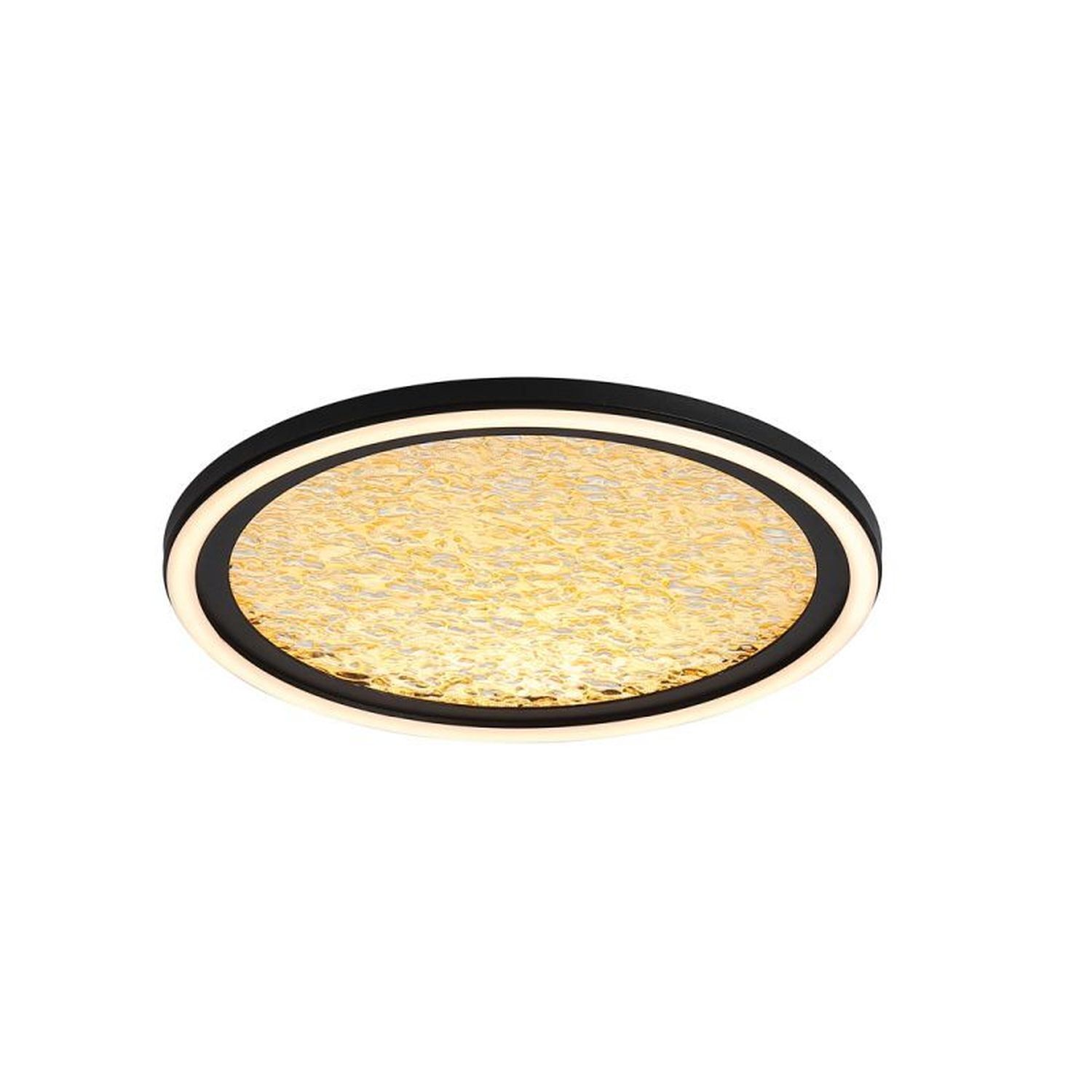 Lampe de plafonnier LED noir or métal 21 W Ø30 cm rond