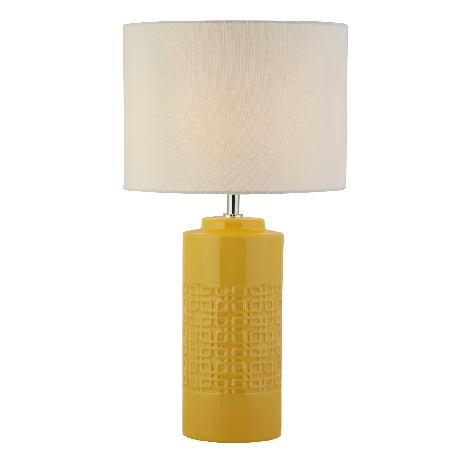 Lampe de table céramique lin 52 cm Ø 28 cm en jaune blanc E27