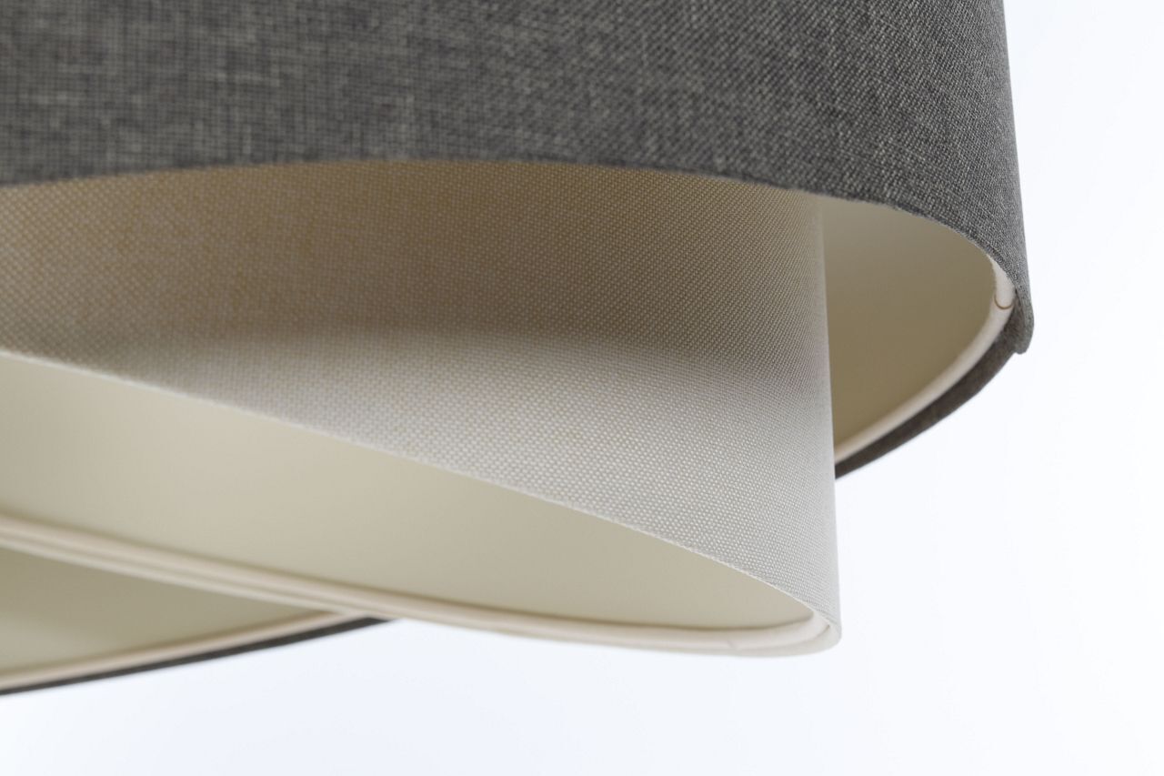 Suspension Gris Crème E27 ronde D : 45 cm Abat-jour en tissu