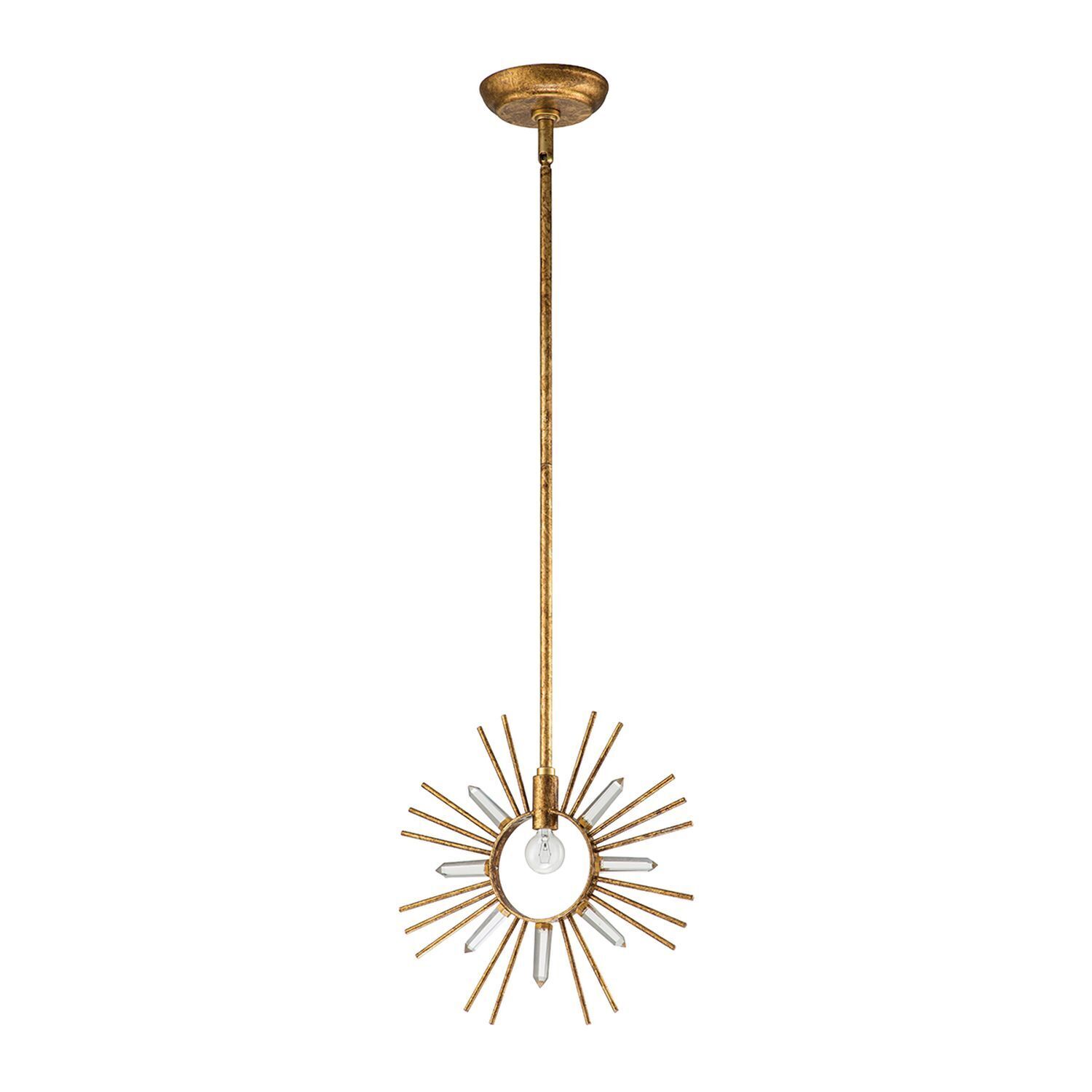 Lampe à suspendre Or L : 30,5 cm H : max. 127 cm Métal Cristal