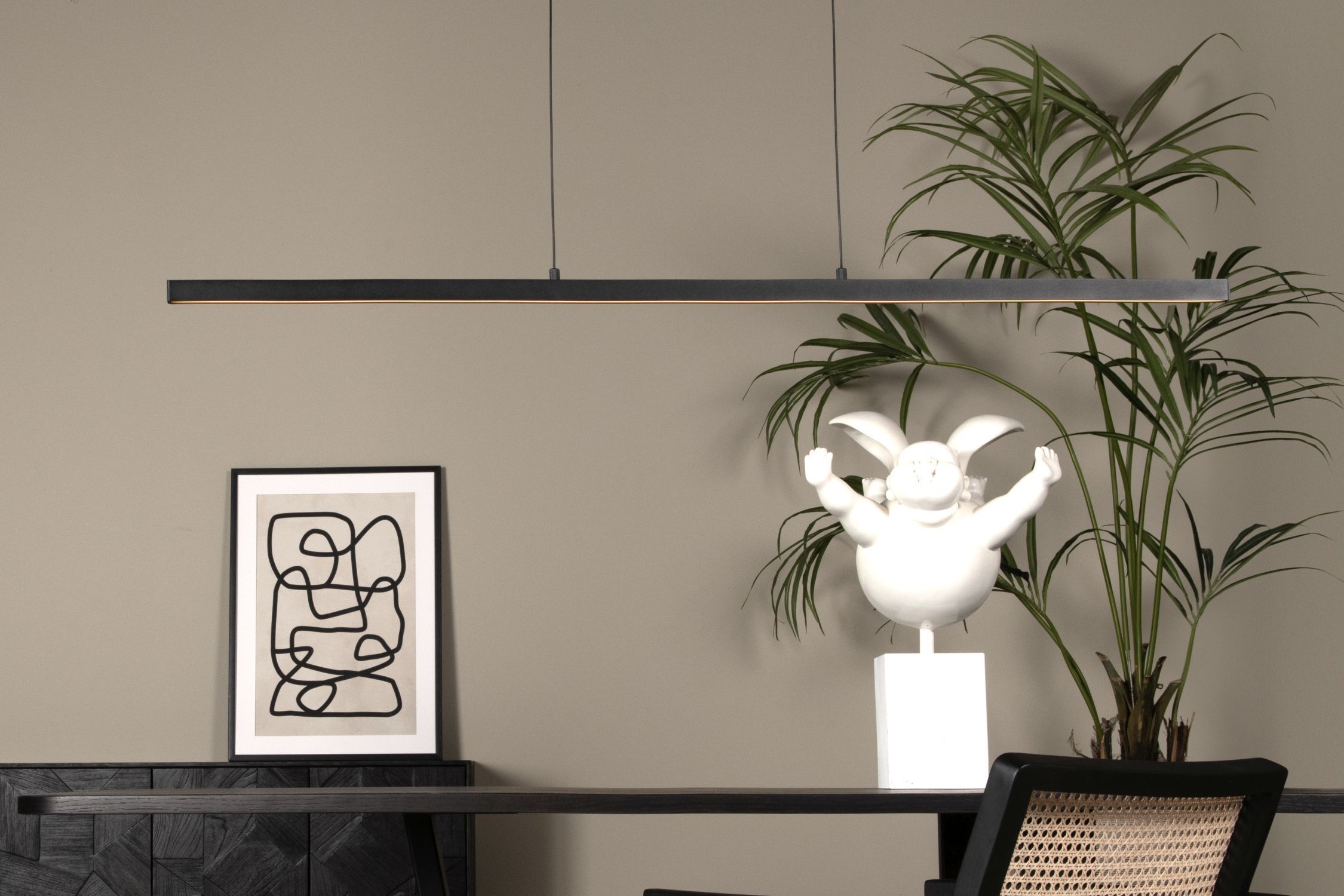 LED Pendelleuchte Metall Schwarz 2700 K L:147 cm Pflanze, Pflanze im Topf, Mobiliar, Tabelle, Innenarchitektur