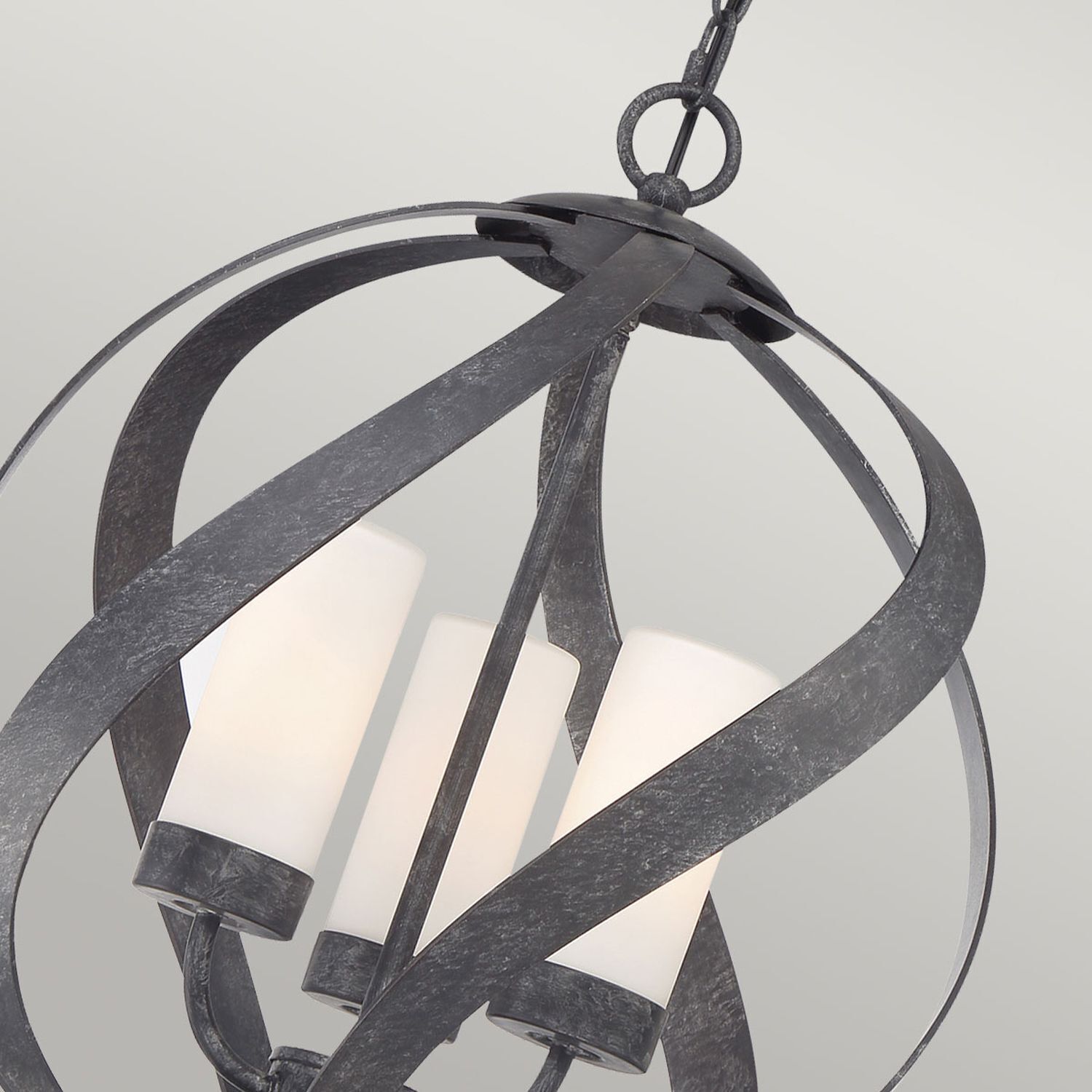 Suspension extérieure métal verre 3x E14 IP44 Ø 41 cm