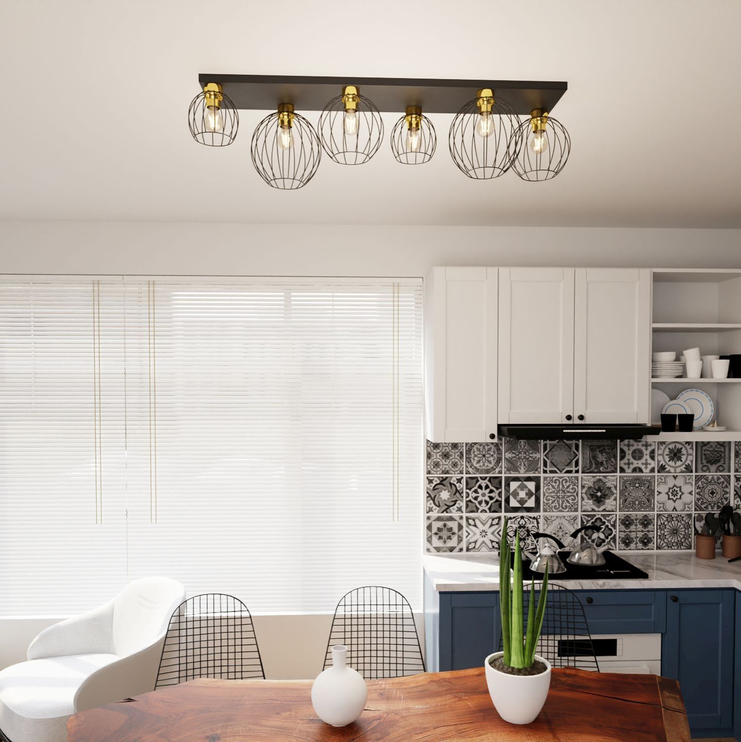 Speisesaal, Esstisch, Innenarchitektur, Kronleuchter, Küche