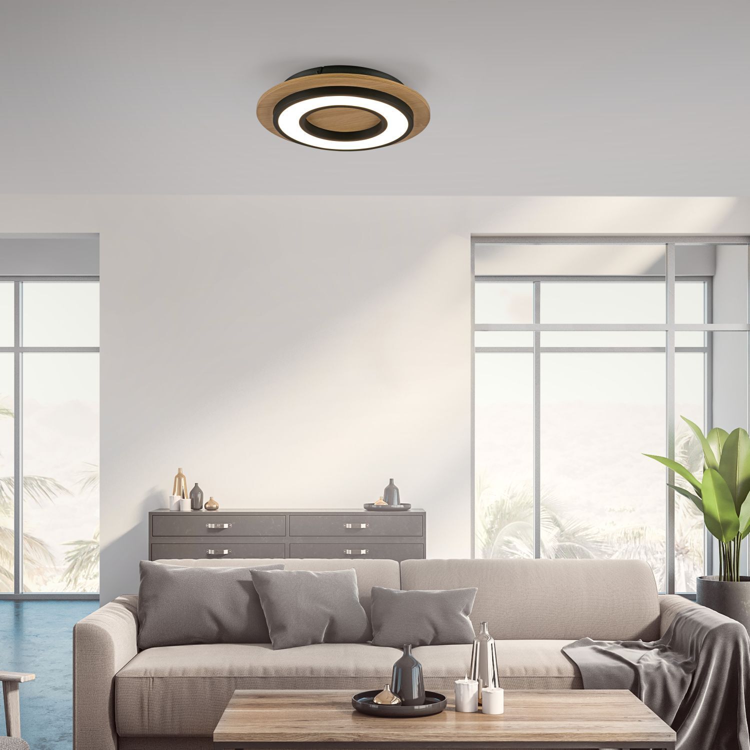 Lampe de plafonnier LED bois métal 3000 K confortable à faible éblouissement Wohnzimmer, Innenarchitektur, Couch, Deckenleuchte, Tabelle