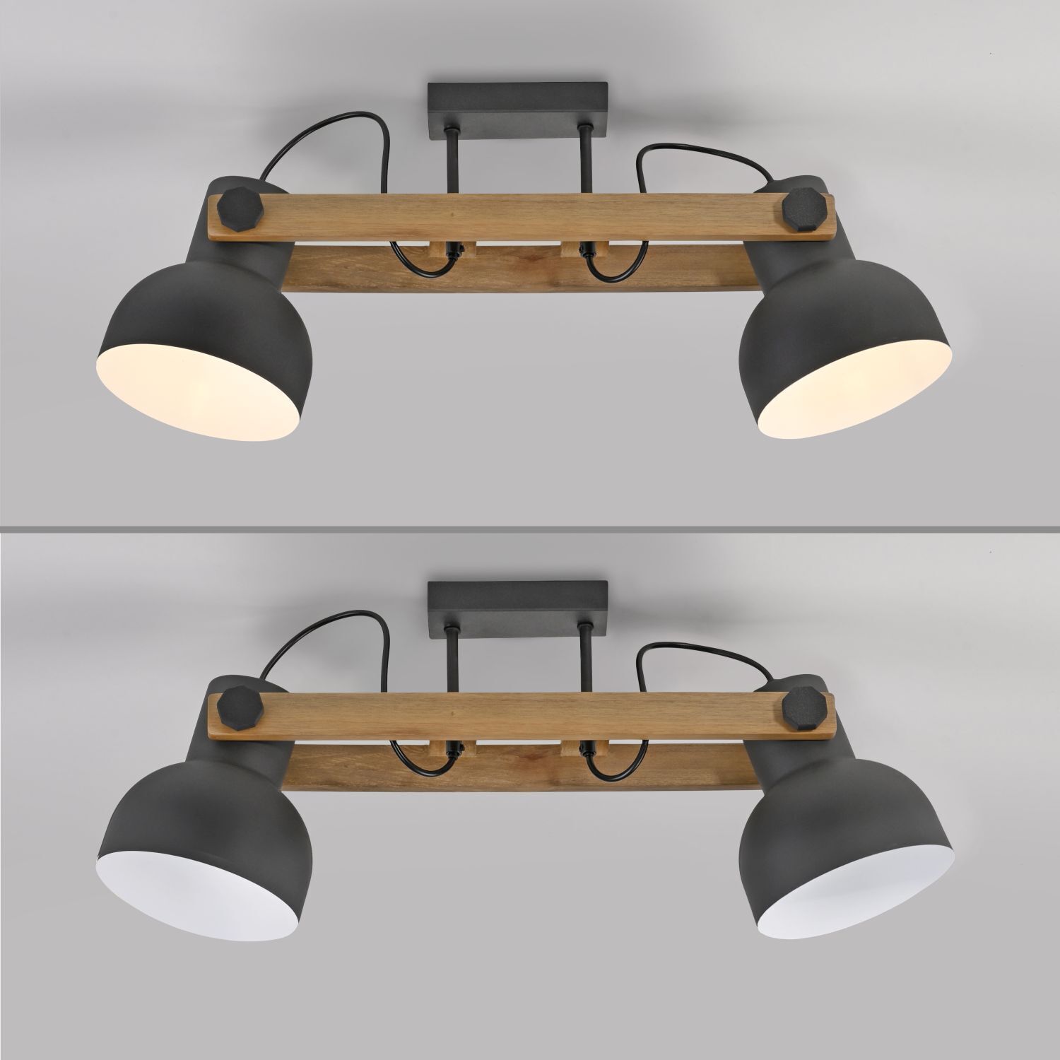 Plafonnier réglable bois métal E27 L:72 cm Beleuchtung, Leuchte, Lampe