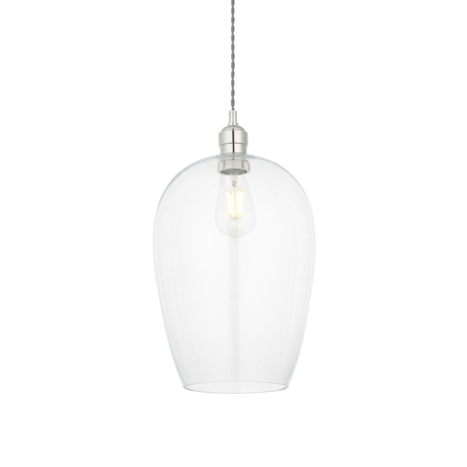 Lampe à suspendre verre métal D : 25 cm en nickel brillant E27
