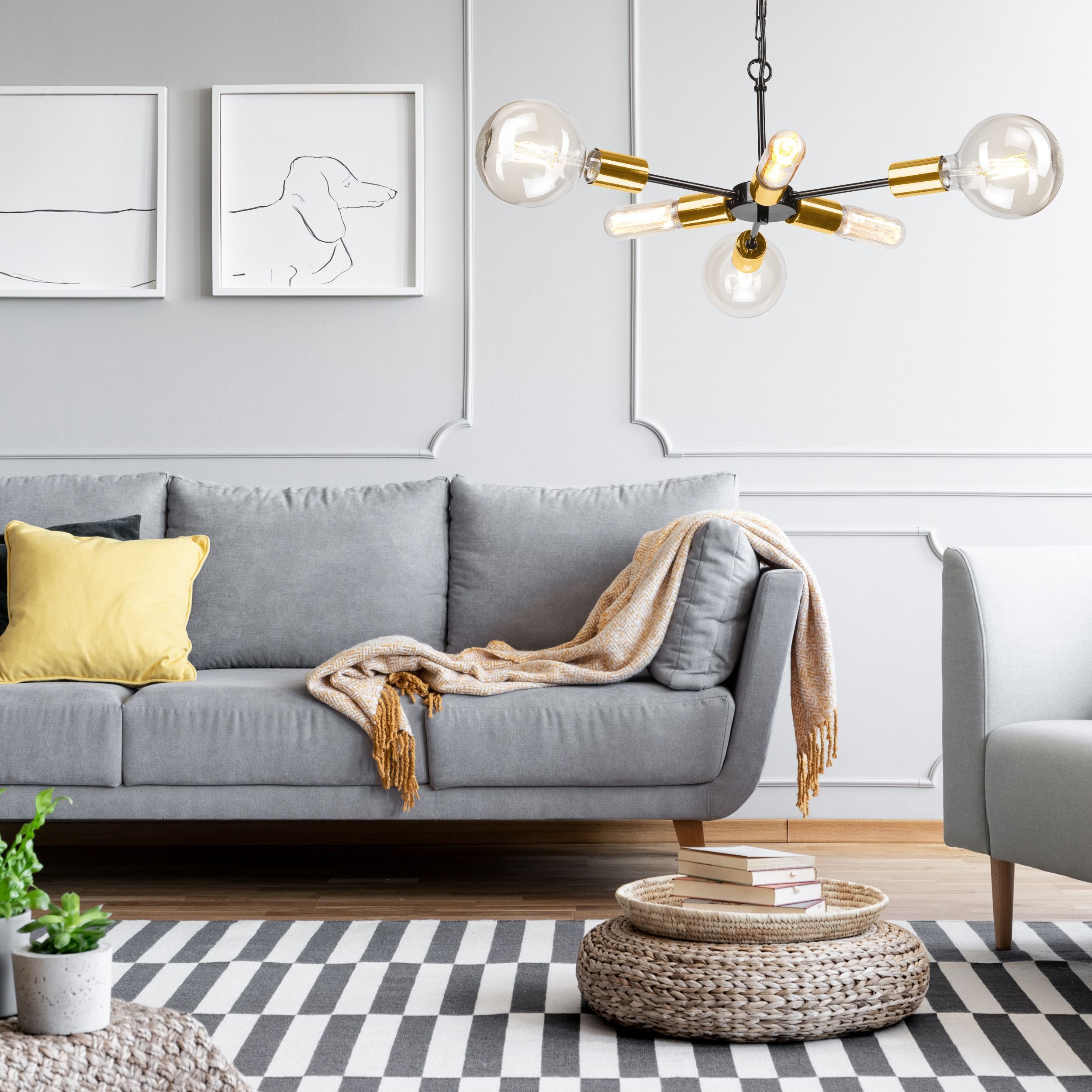 Lampe à suspendre Table de salle à manger en métal noir or rétro Dekoration für Zuhause, Couch, Mobiliar, Lampe, Tabelle