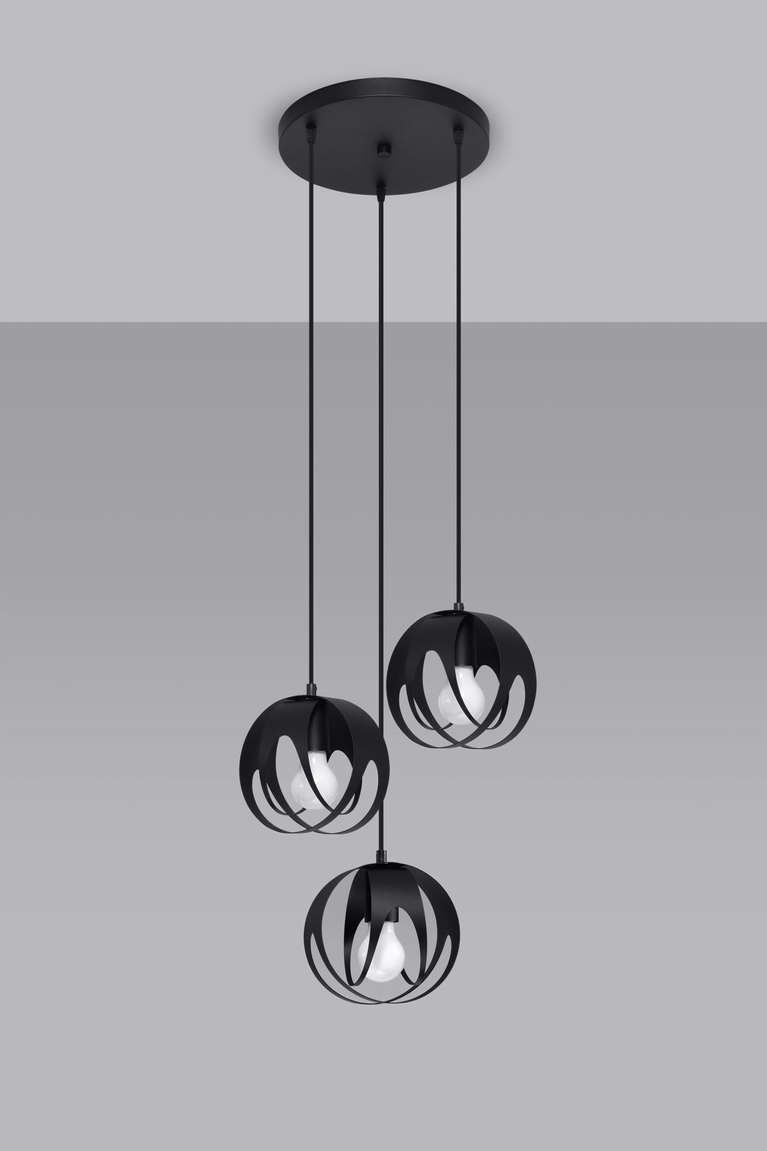 Lampe à suspendre Moderne Ø 30 cm Métal 3-flamme E27 Noir