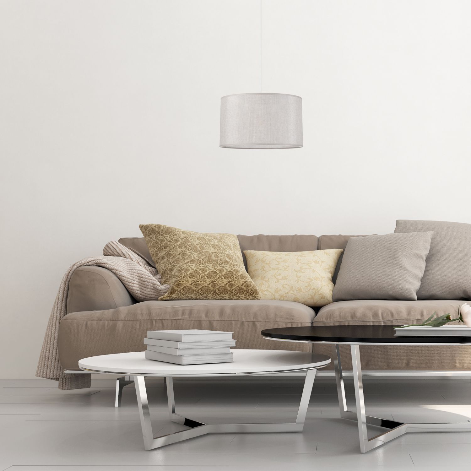 Lampe à suspendre Tissu en argent Ø 35 cm réglable Moderne E27