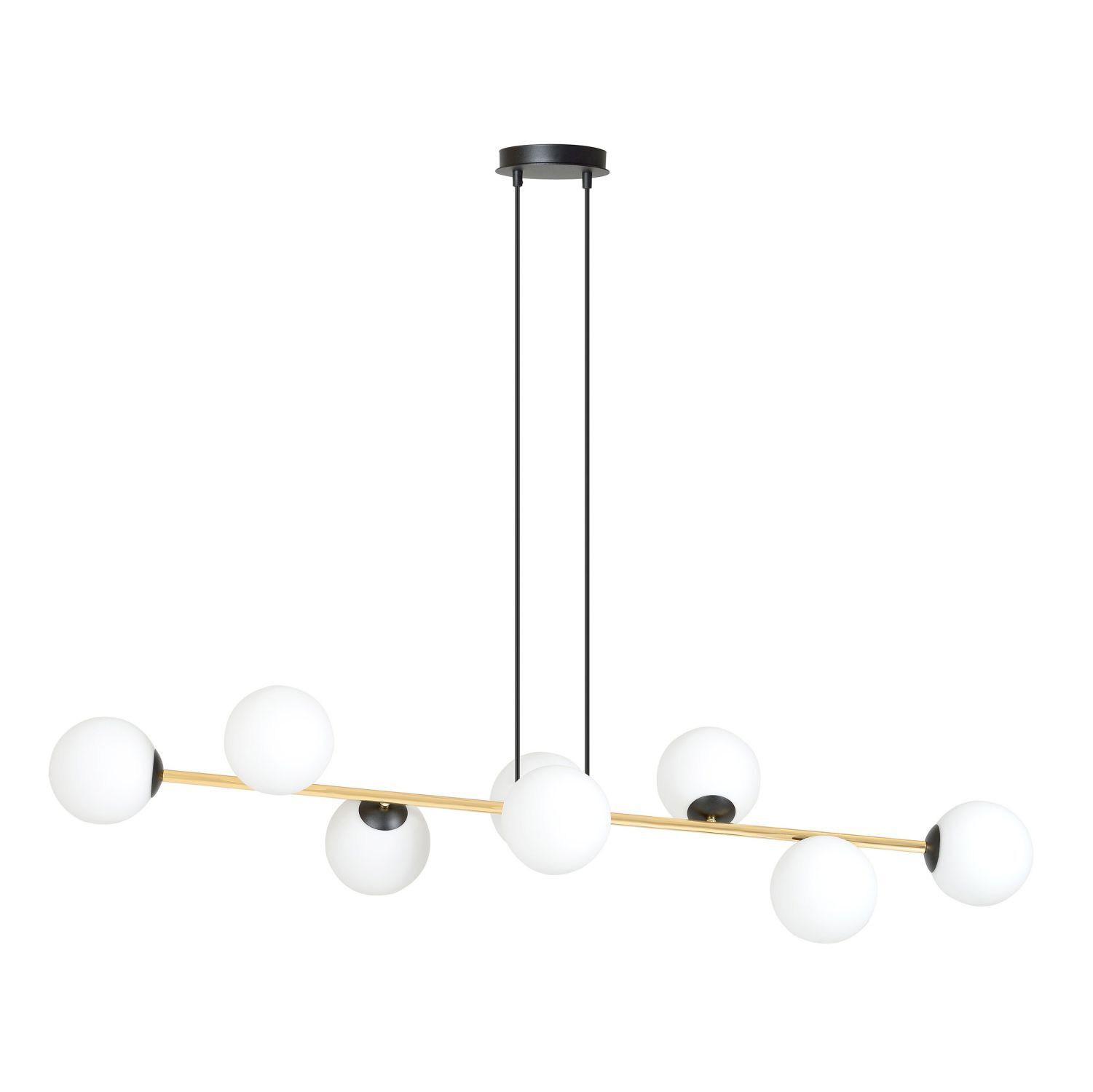 Suspension longue 140 cm E14 en noir blanc or