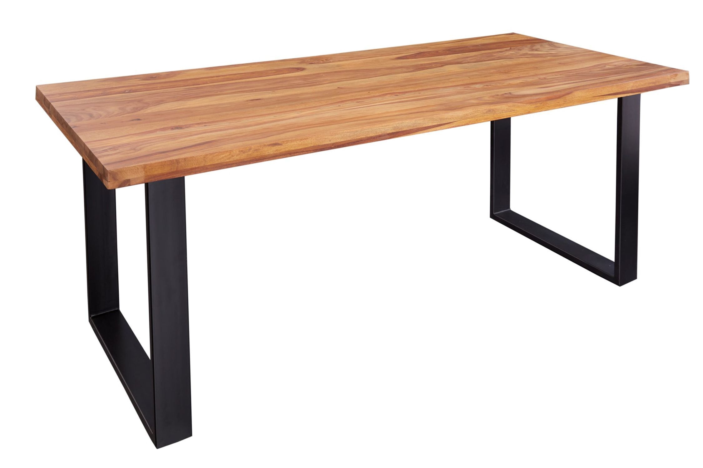 Table de salle à manger bois de sheesham métal 160 x 90 cm piétement traîneau
