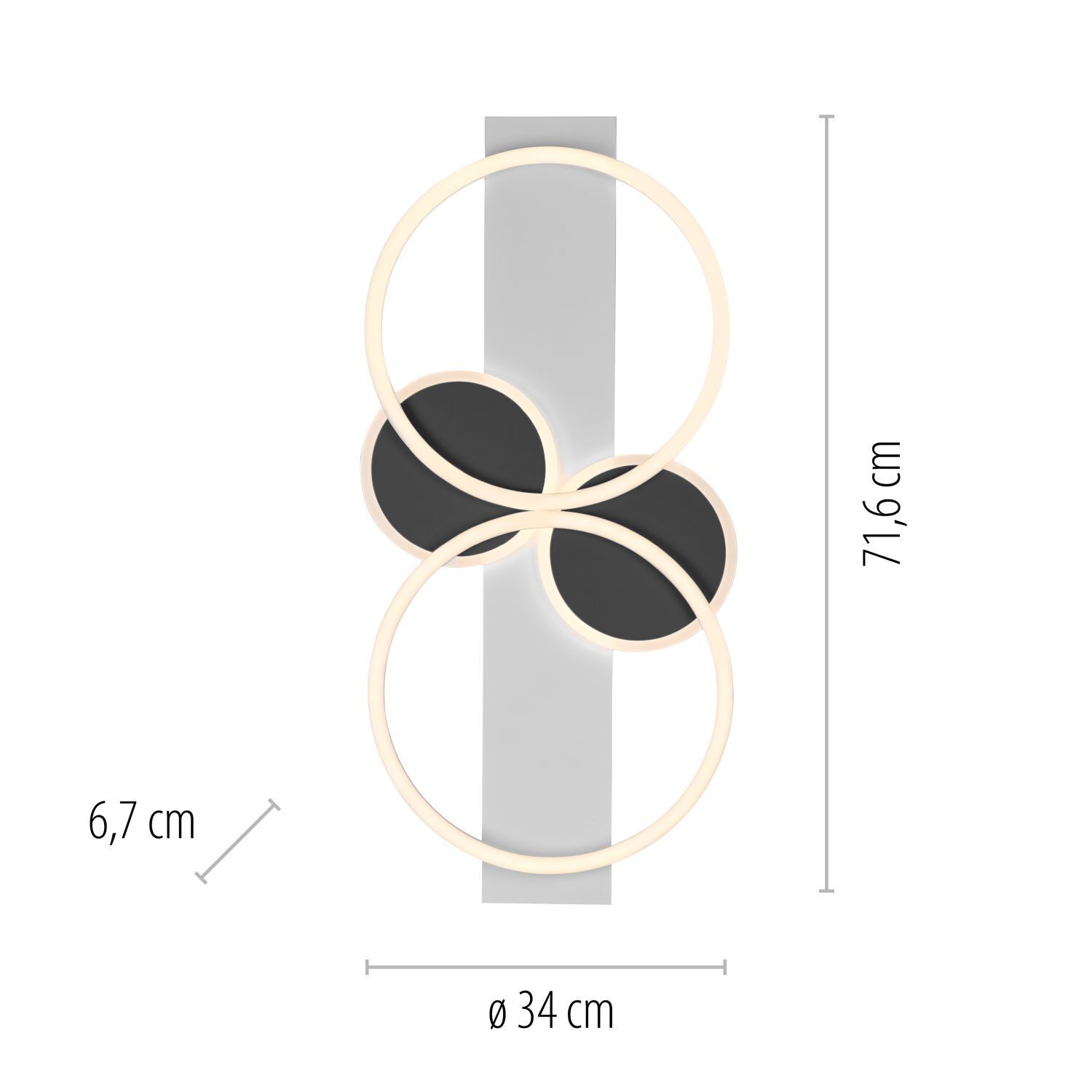 Lampe de plafonnier LED bois métal blanc noir 72 cm 25 W