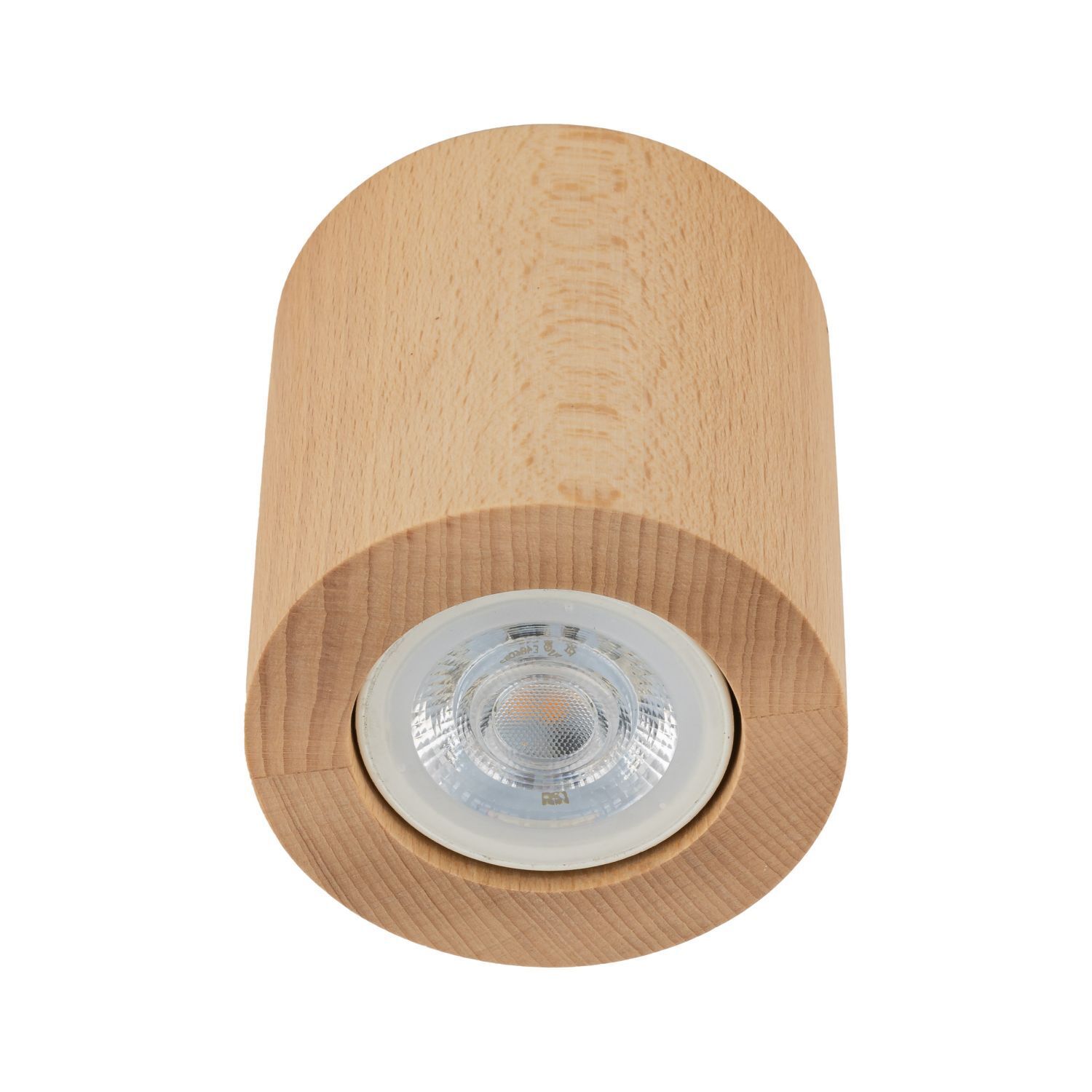 Spot de plafond en bois GU10 Ø 8 cm rond H : 8,5 cm en hêtre Deckenleuchte