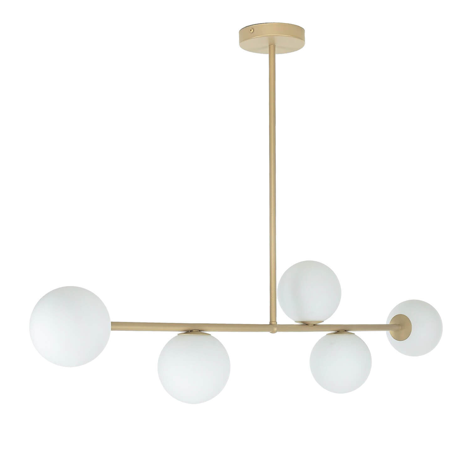 Plafonnier doré métal verre satiné G9 5 flammes