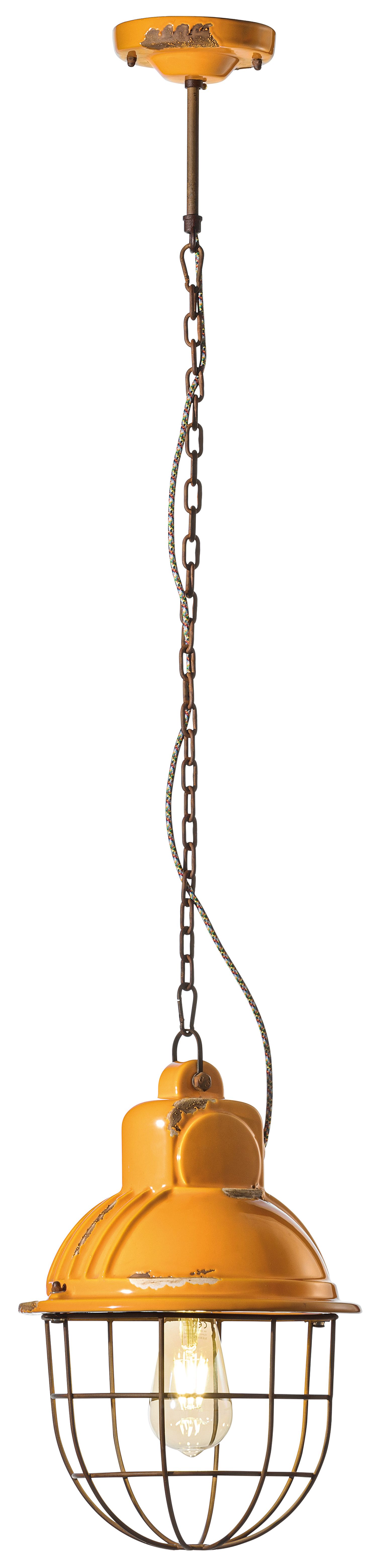 Lampe à suspendre céramique artisanale E27 ronde D : 26 cm