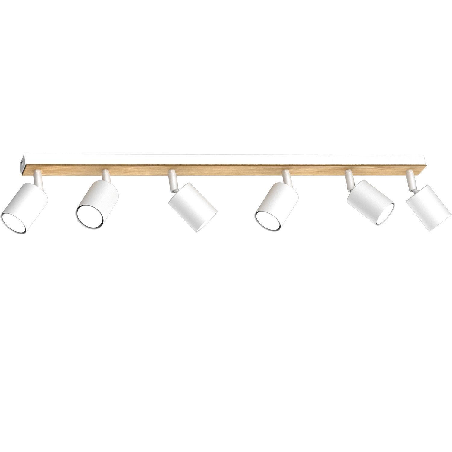 Spot de plafond mobile bois métal blanc naturel 6-flmg GU10