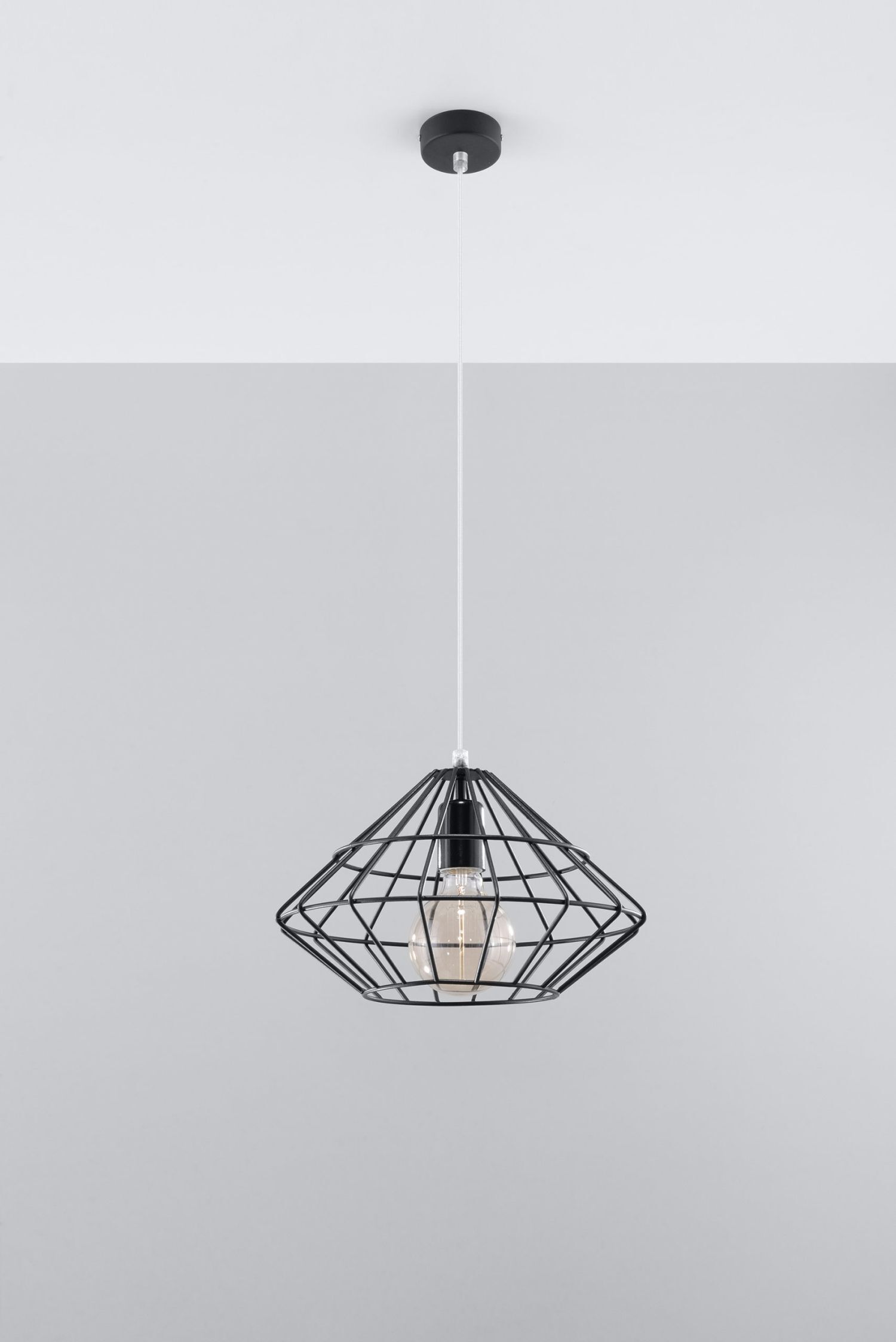 Suspension fil géométrique abat-jour cage E27