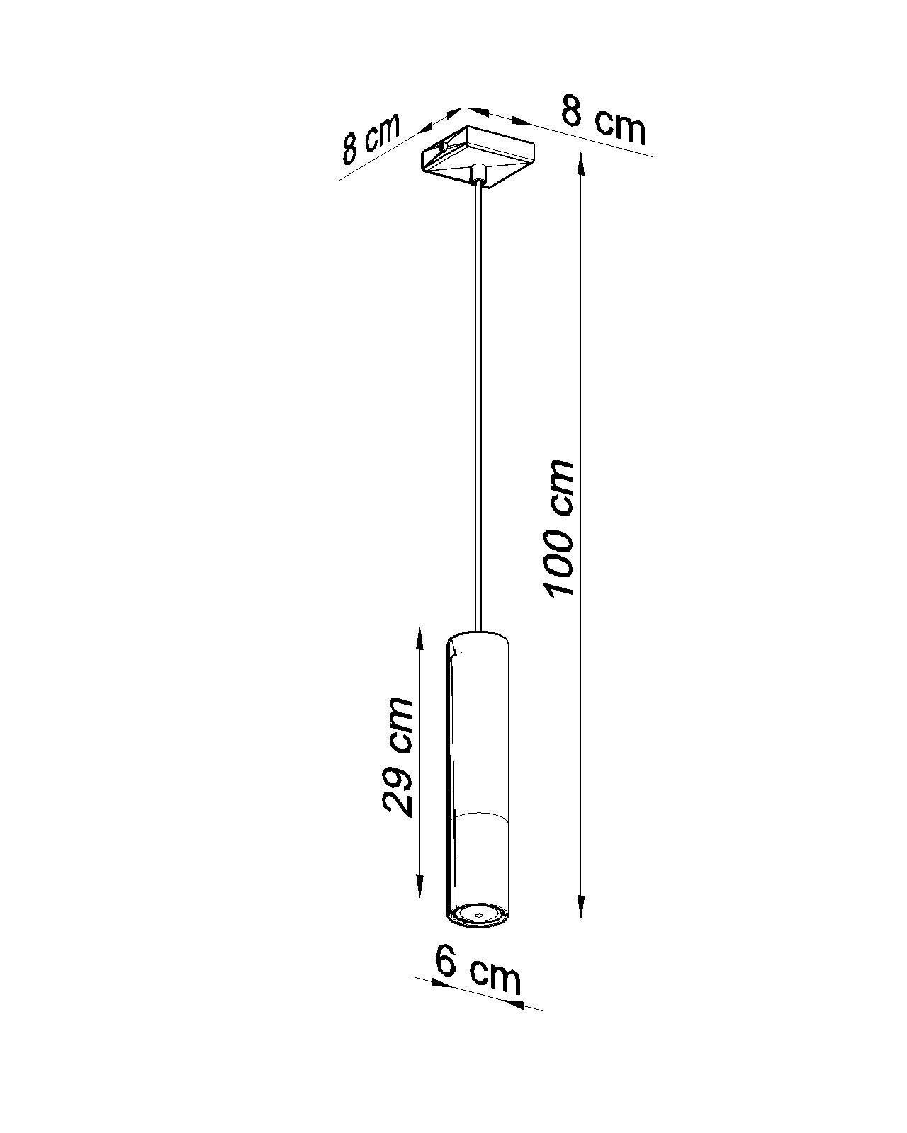 Lampe à suspendre Cylindre Noir Cuivre Ø 6 cm GU10 Métal