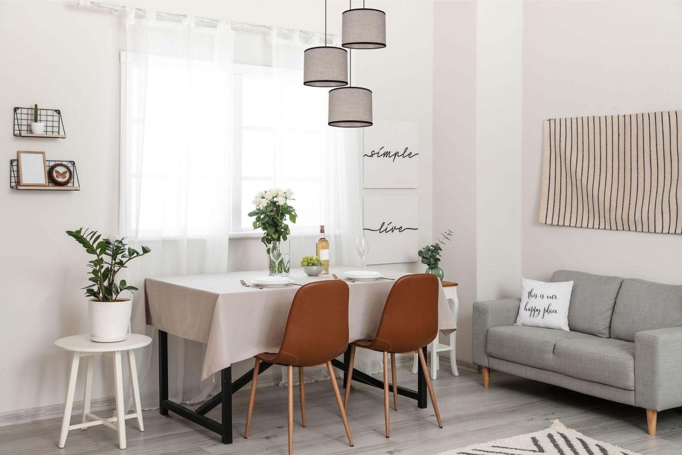 Tissu Lampe à suspendre anti-éblouissement Noir Beige E27 Ø45 cm rond