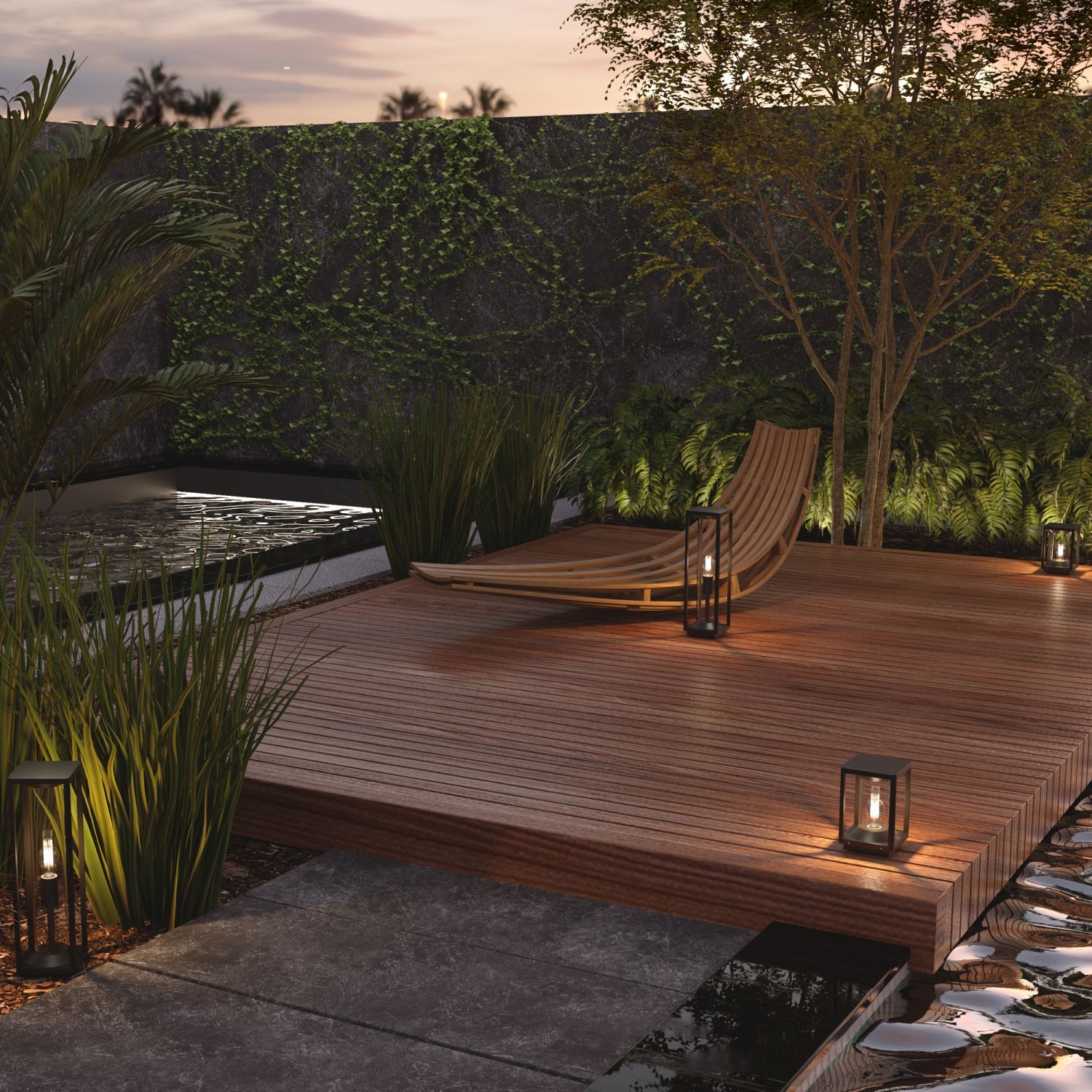 Borne d'éclairage aluminium E27 IP54 hauteur 22 cm graphite Deck, Veranda, Innenarchitektur, Holz, Szenerie