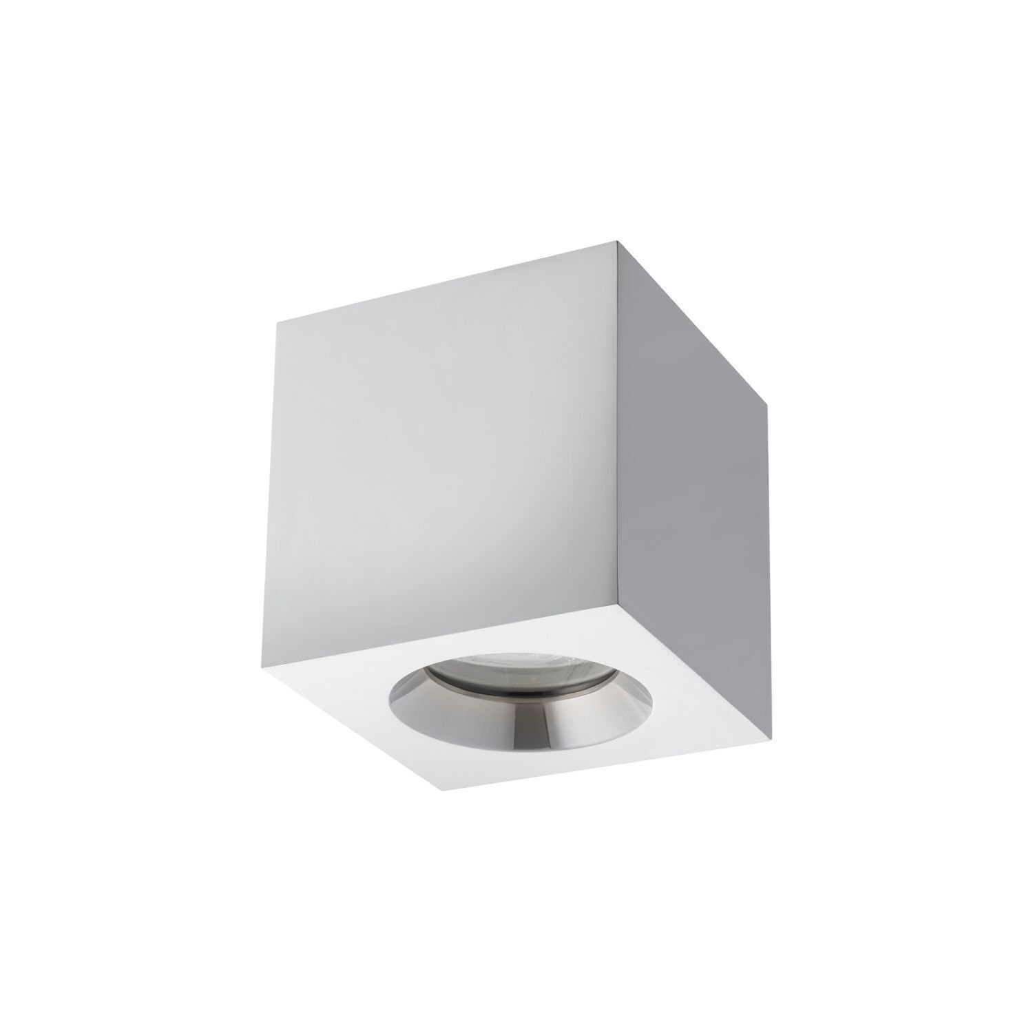 Petit spot de plafond aluminium verre IP44 L:8,5 cm Chrome