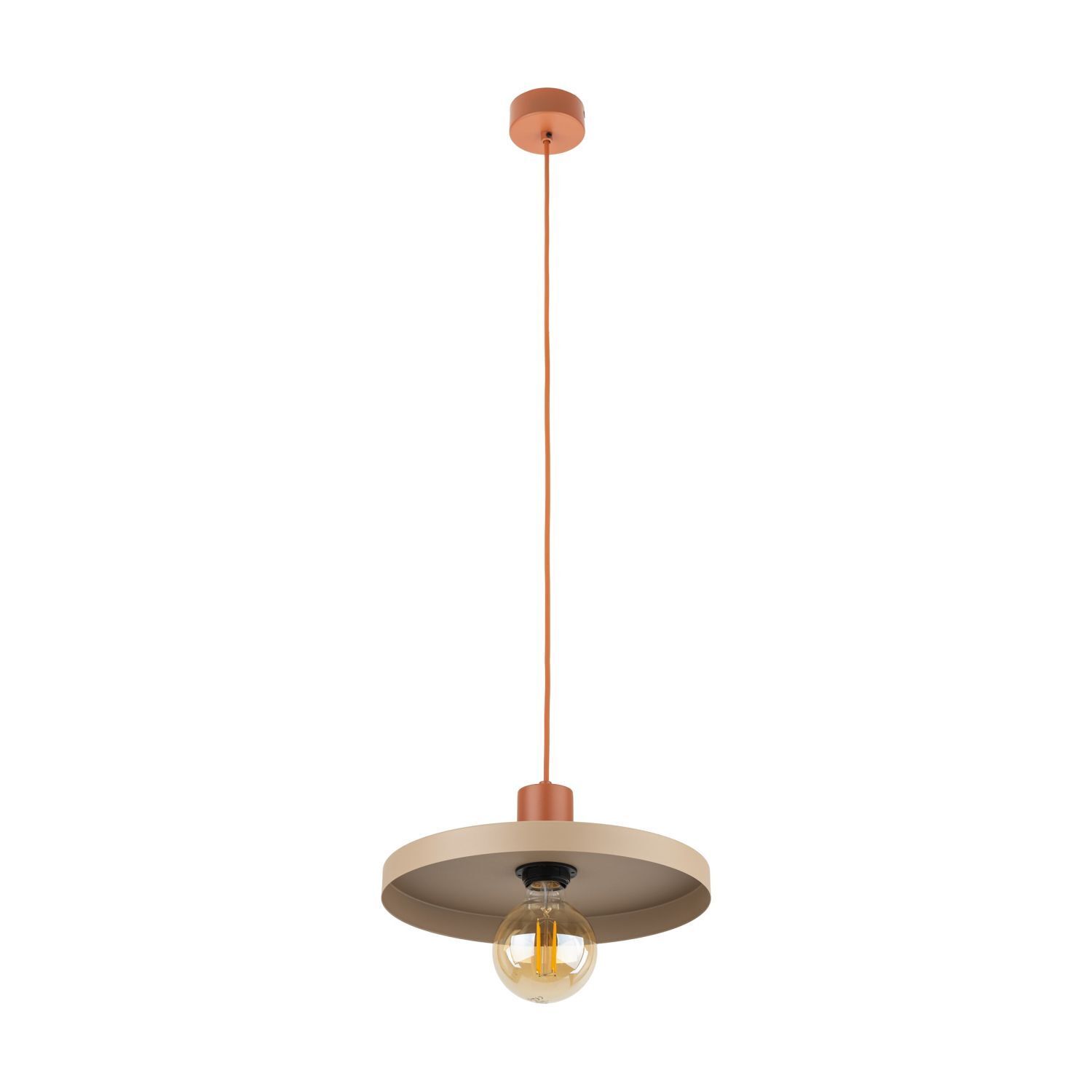 Suspension vintage E27 Ø30 cm en rouge brique gris sable