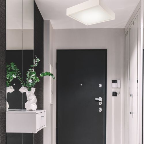 Plafonnier LED Blanc Bois Angulaire Salon
