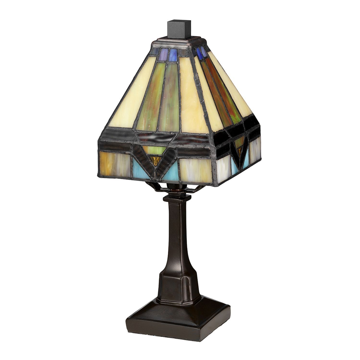 Lampe de table Tiffany style E14 30,5cm en bronze antique jaune