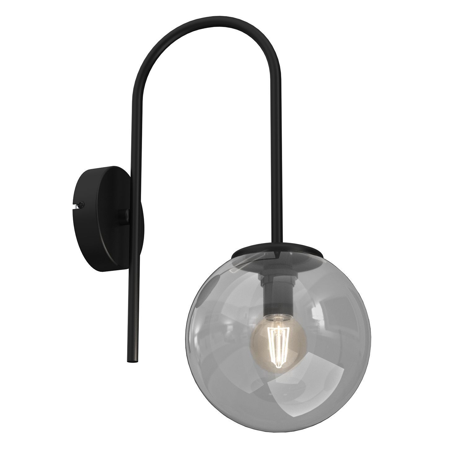 Applique Métal Verre Noir Gris Fumé Laiton E14