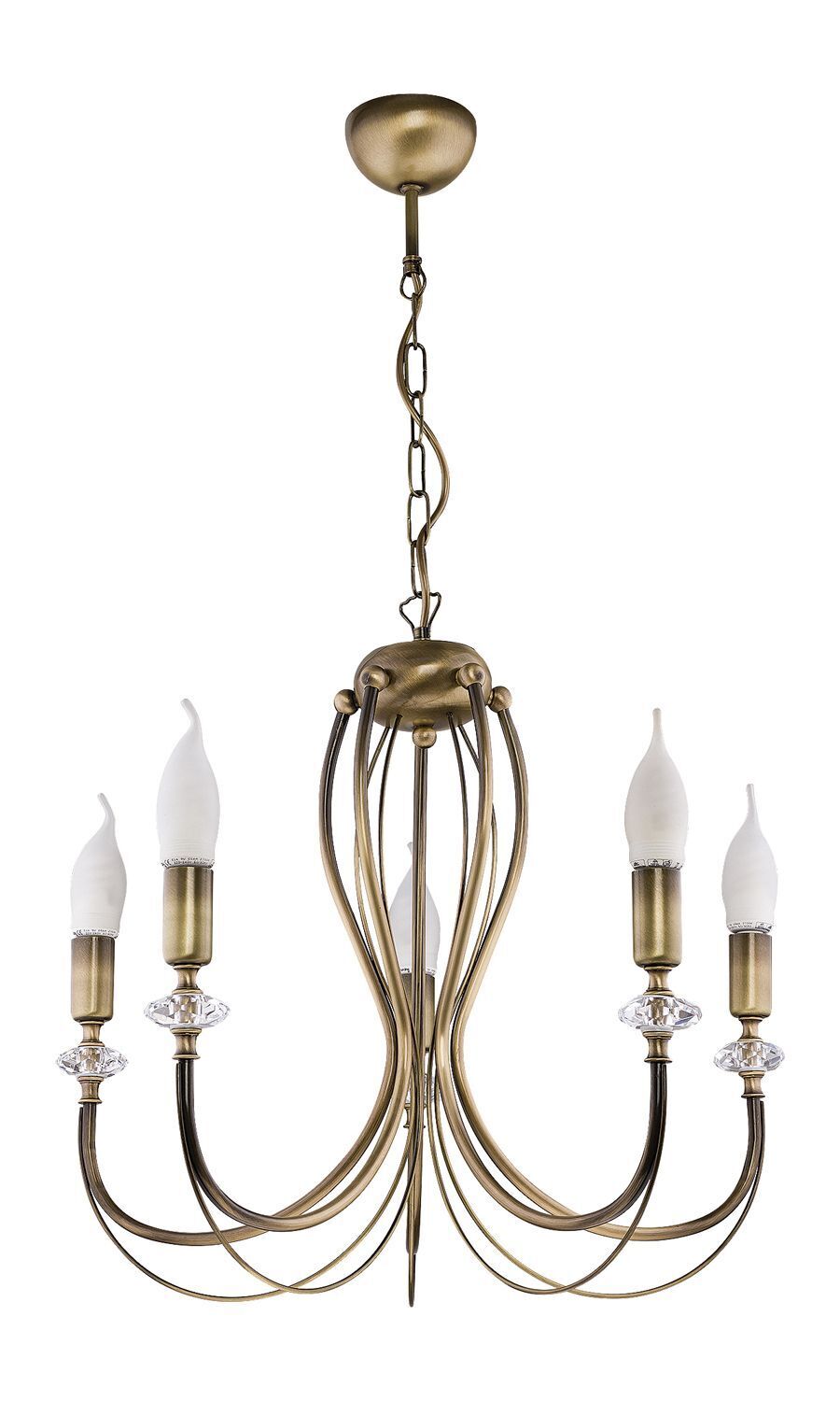 Lustre rustique métal en laiton L:52 cm 5-flmg