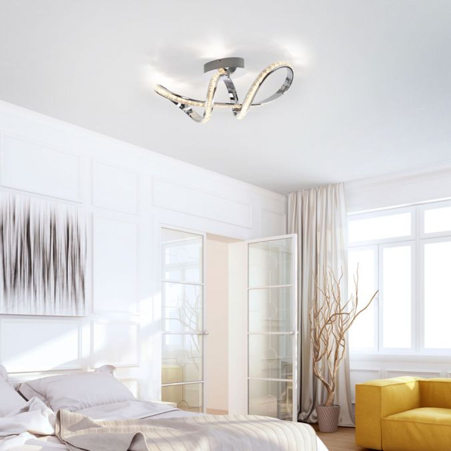 Stilvolle LED Deckenlampe in Chrom dimmbar 30 W L:65 cm Tür