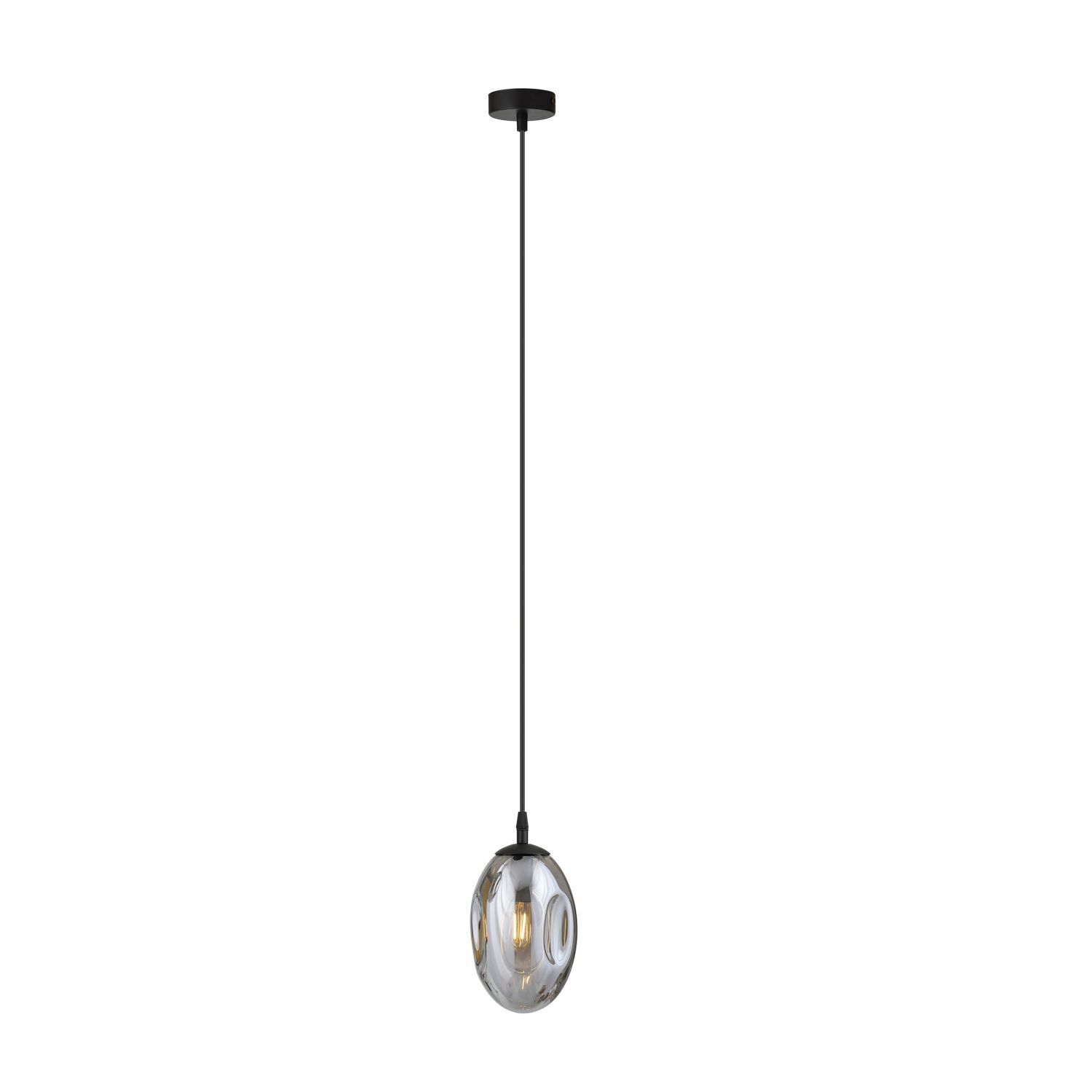 Lampe à suspendre verre fumé Abat-jour Ø 12 cm Noir Gris