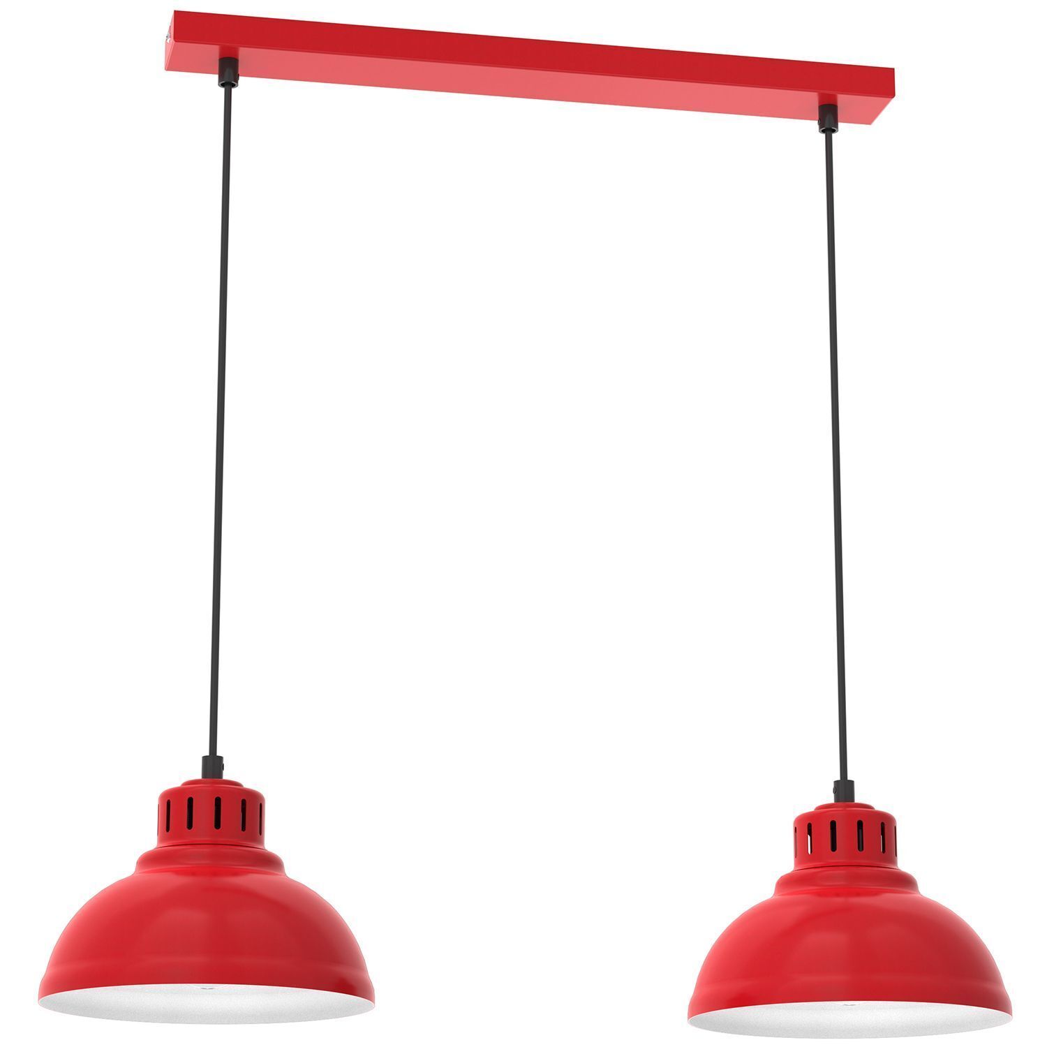 Loft Lampe à suspendre Rouge Blanc Métal 65 cm E27 accentué