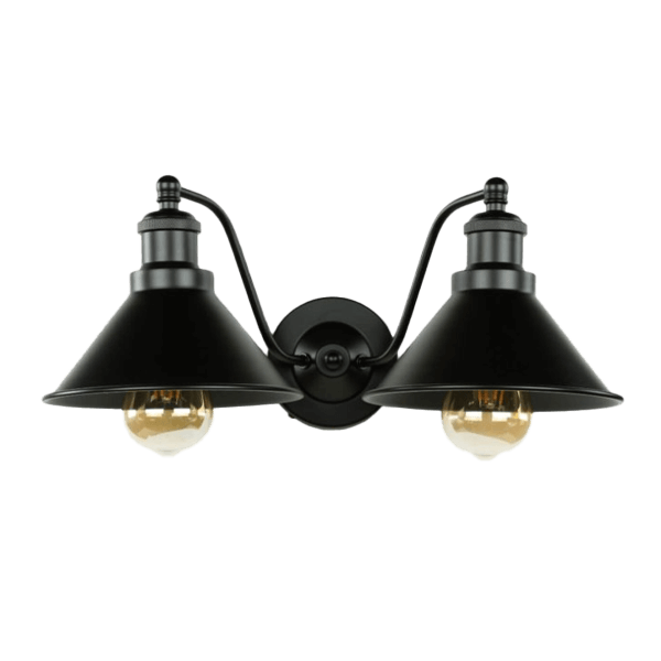 wandlampen, doppelwandleuchte, e27, metall, schwarz