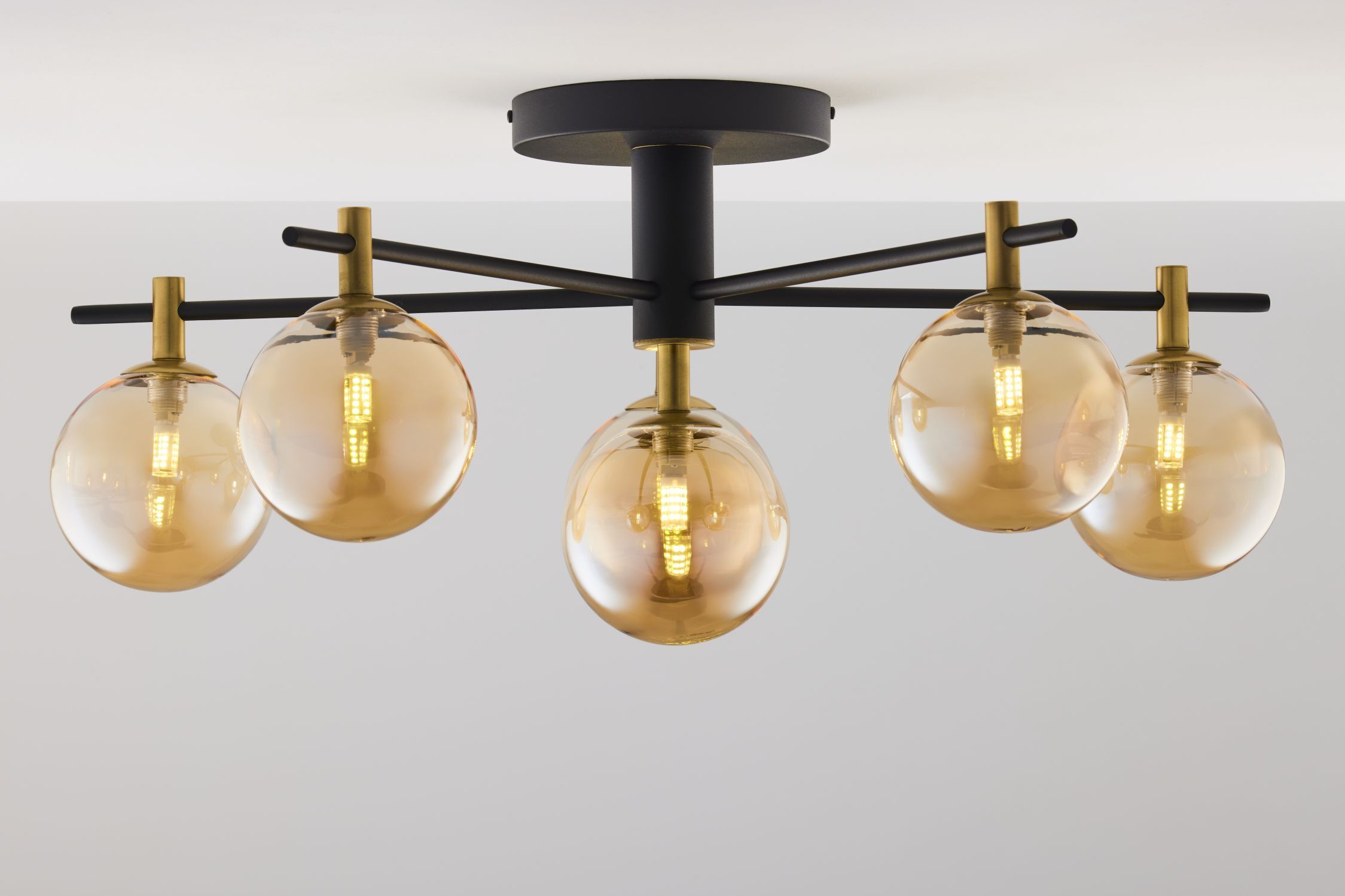 Deckenlampe Glas in Bernstein Metall G9 6-flammig Leuchte, Deckenleuchte, Kronleuchter, Lampe