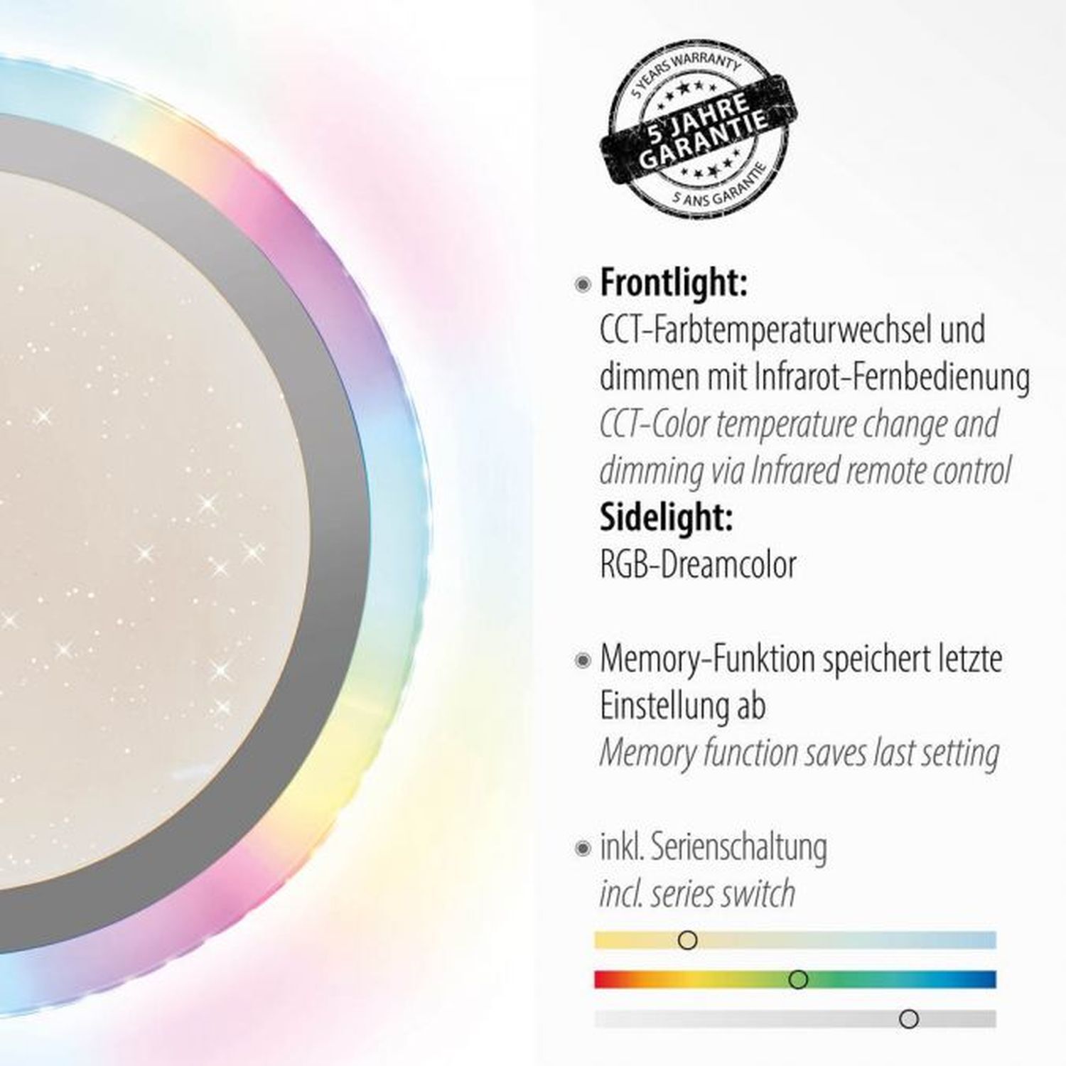 Lampe de plafonnier LED Rainbow RGB Dimmer Ø45 cm Télécommande