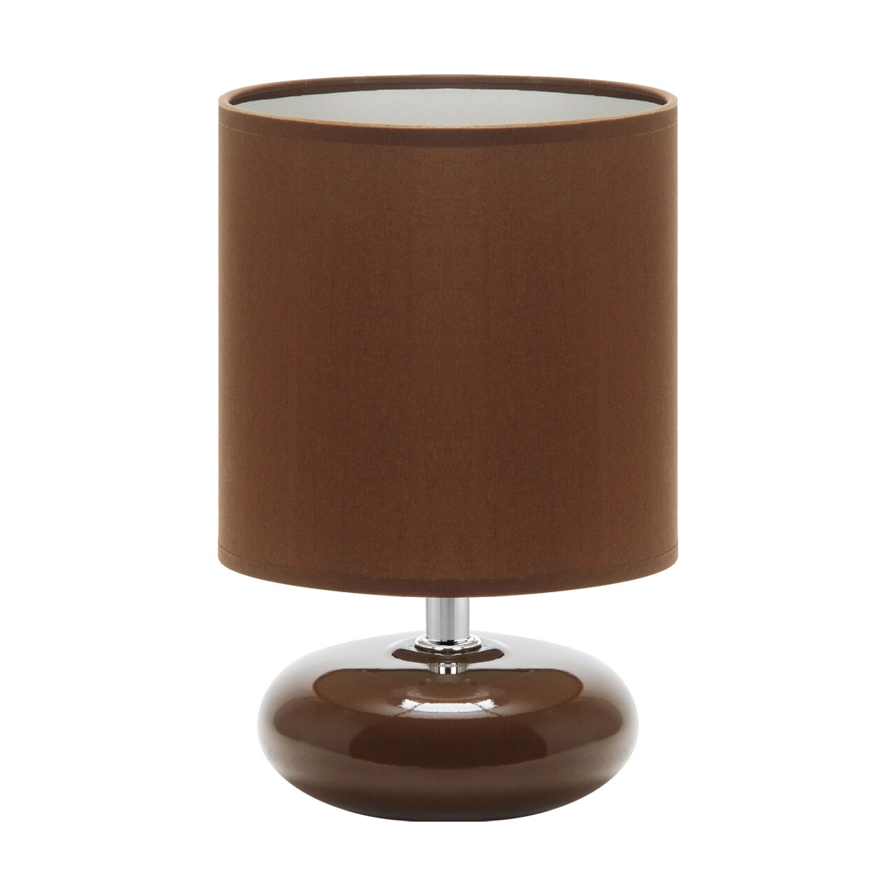 Petite lampe de table céramique tissu E14 20 cm brun
