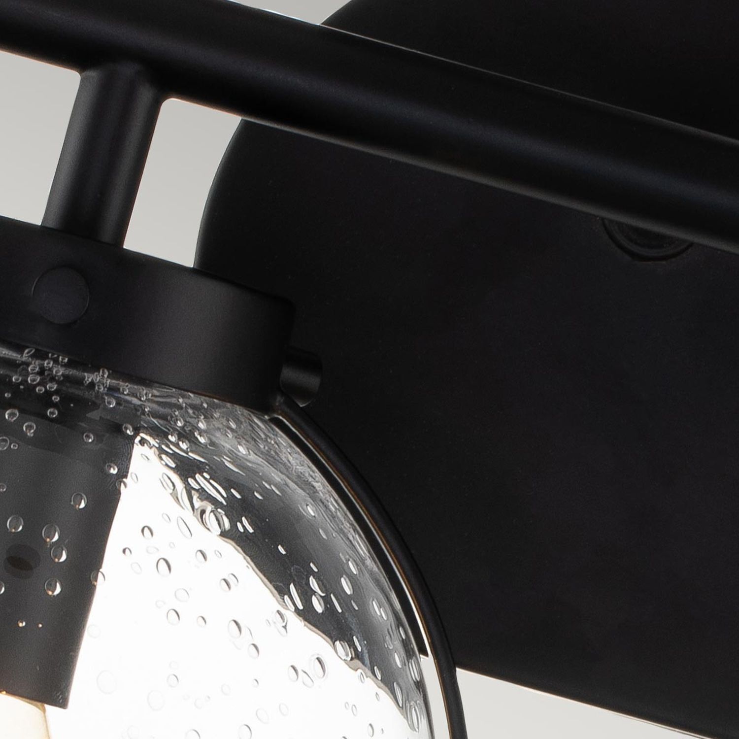 Lampe de salle de bain verre métal IP44 largeur 38,1 cm noir