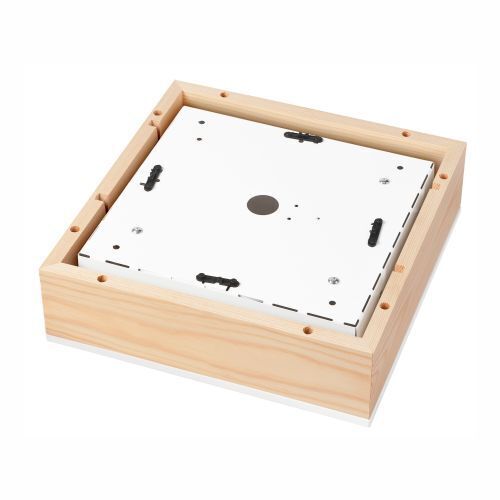 Lampe de plafonnier en bois à faible éblouissement Abat-jour en verre E27 L:31 cm carré Sprudelbad, Wanne, Kiste, Sperrholz, Schublade